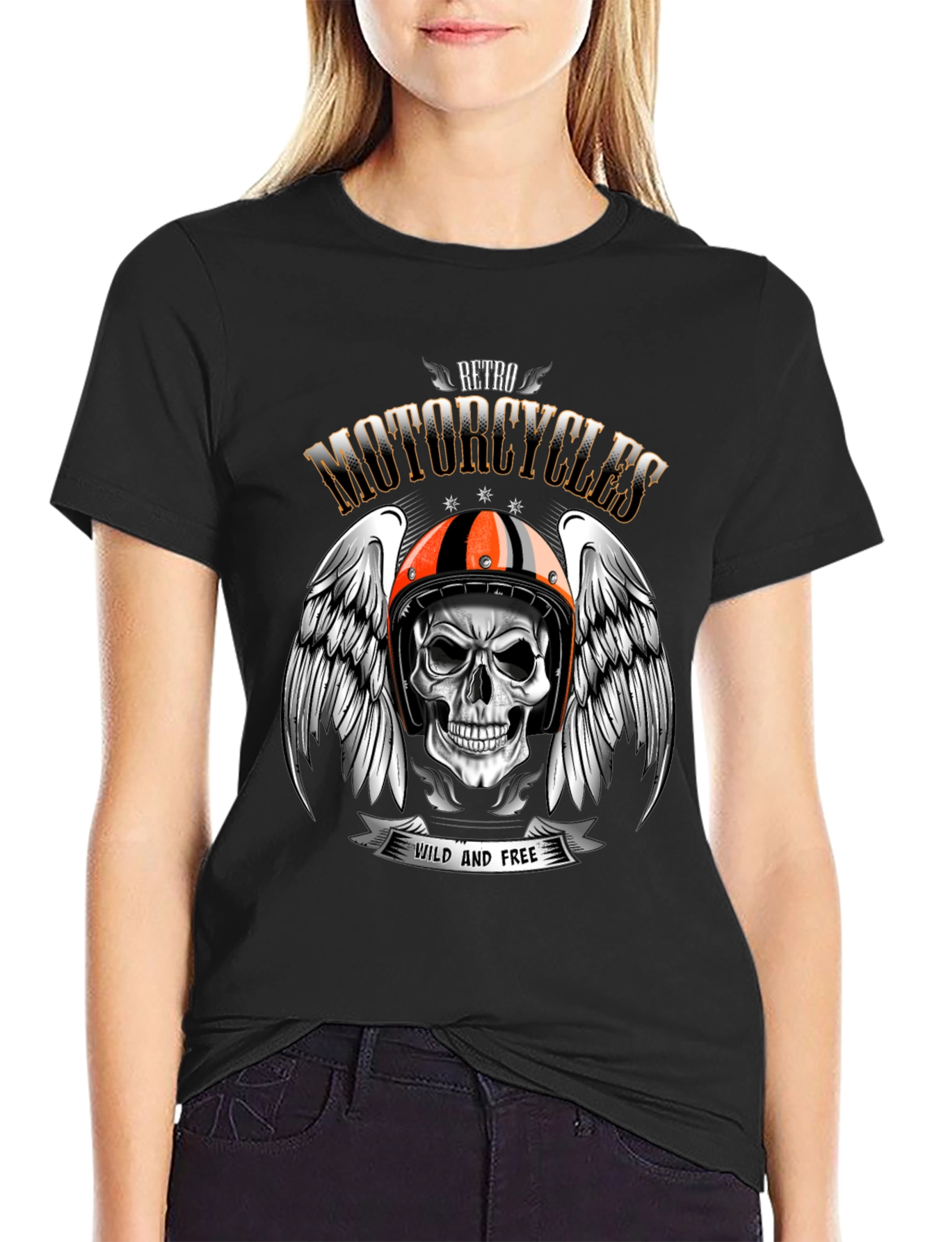 Retro Motorcycles Skull T-Shirt - Wild and Free