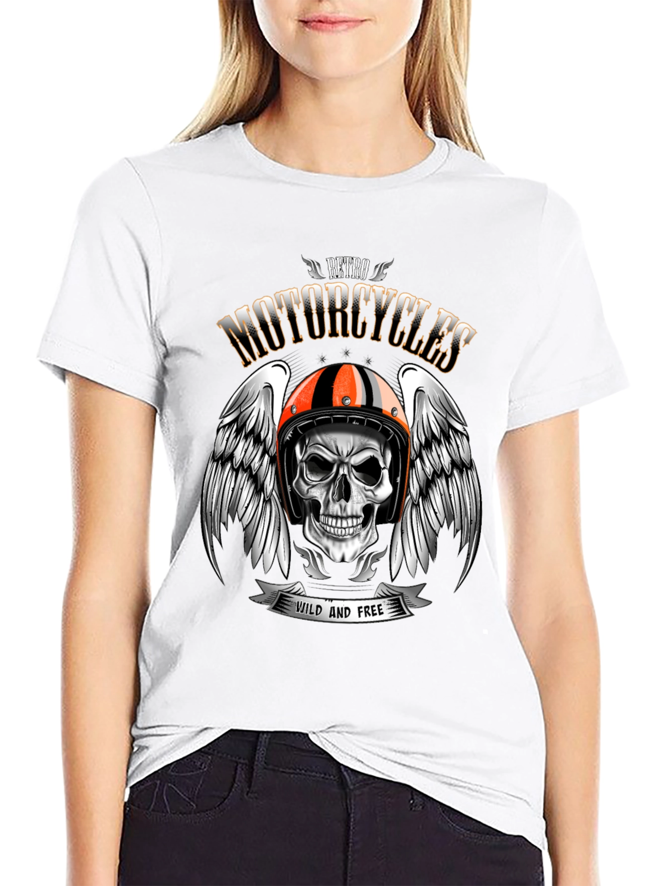 Retro Motorcycles Skull T-Shirt - Wild and Free
