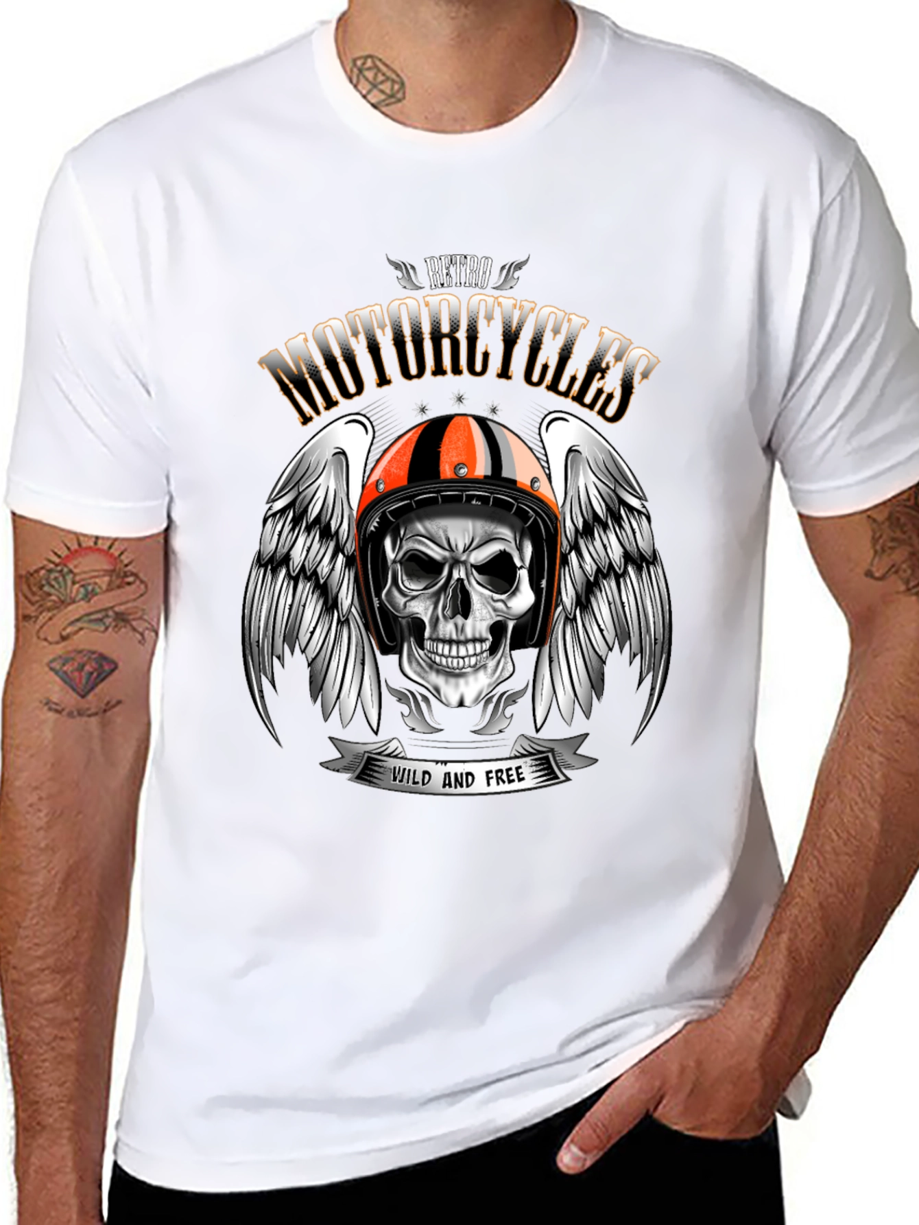 Retro Motorcycles Skull T-Shirt - Wild and Free