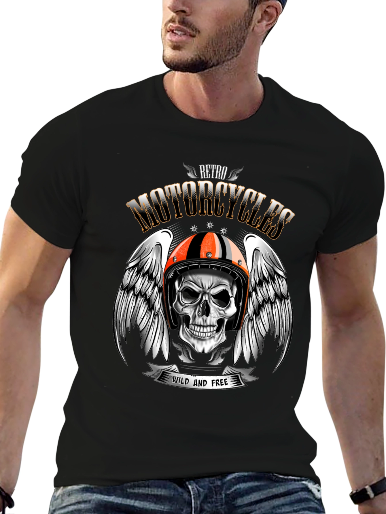 Retro Motorcycles Skull T-Shirt - Wild and Free