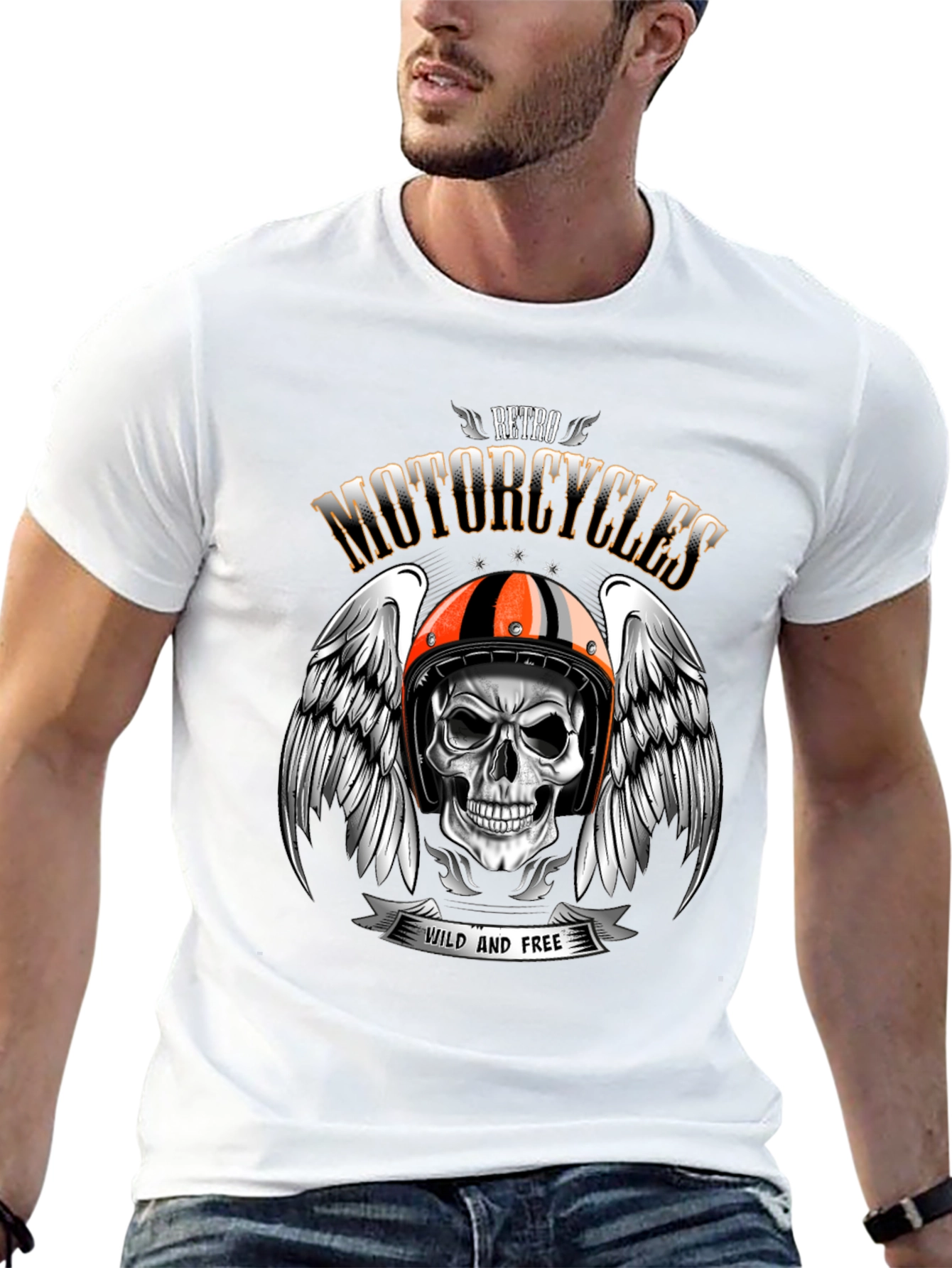 Retro Motorcycles Skull T-Shirt - Wild and Free