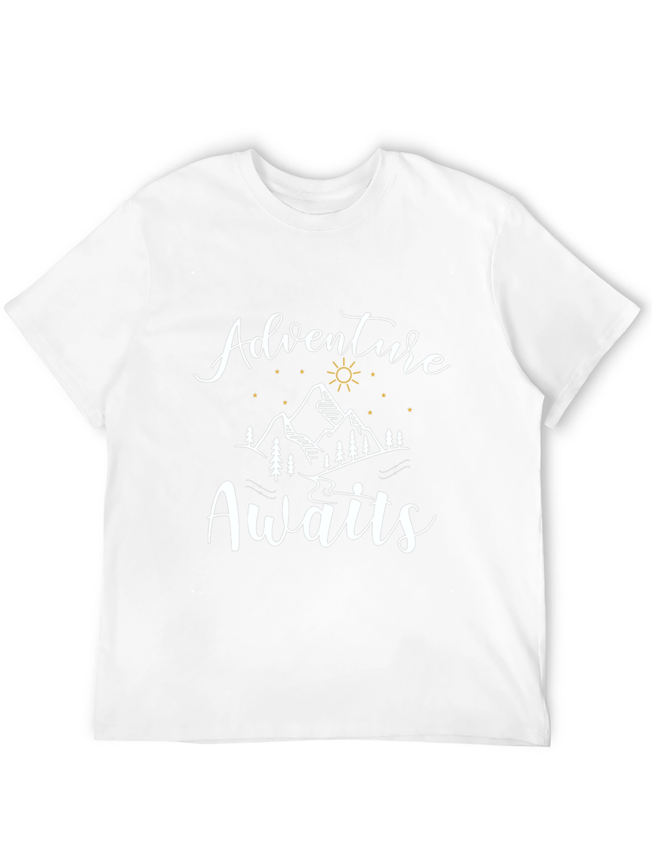 Adventure Awaits Graphic Tee - Black Crew Neck T-Shirt