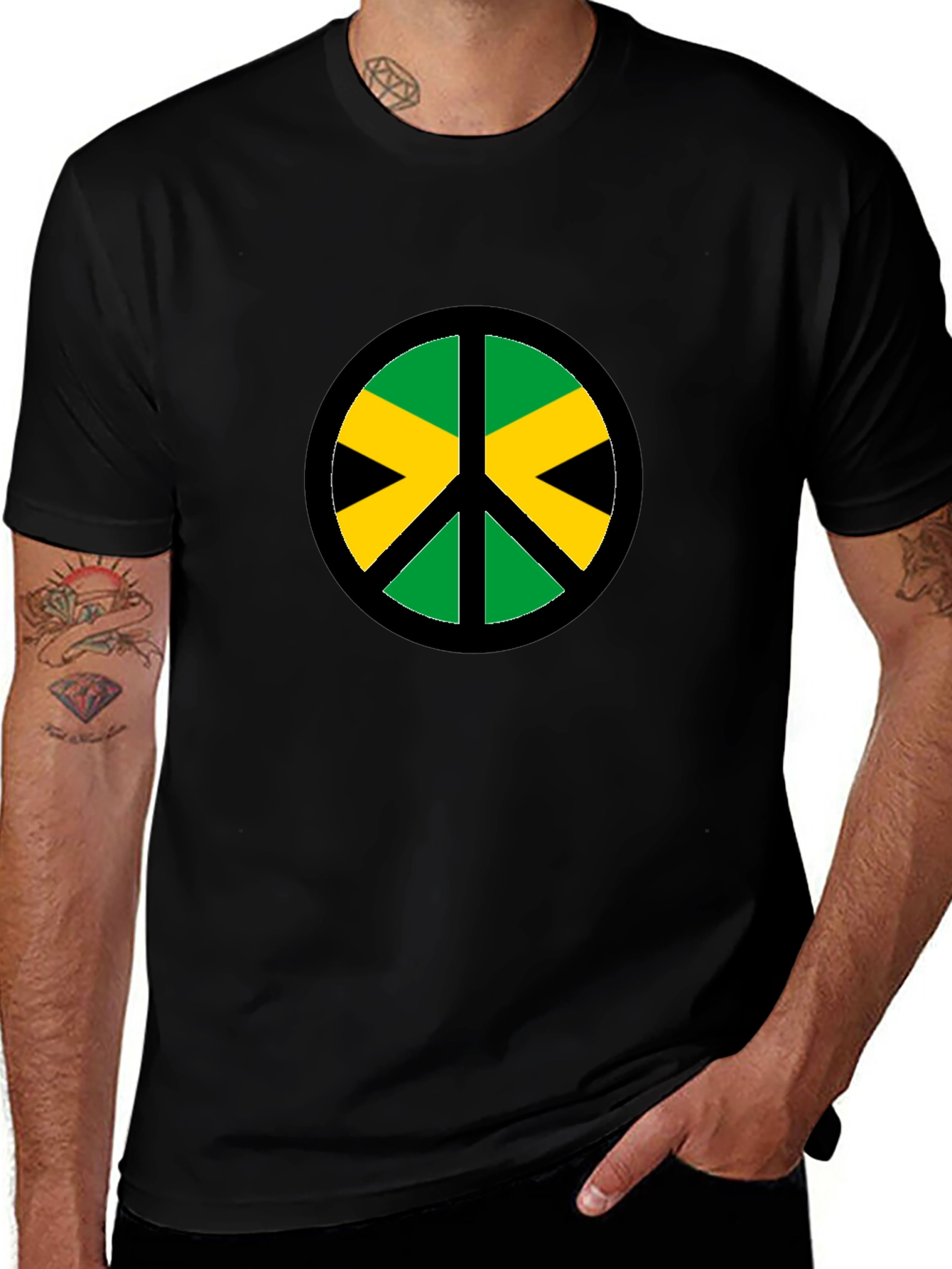 Jamaica Peace Sign Black T-Shirt
