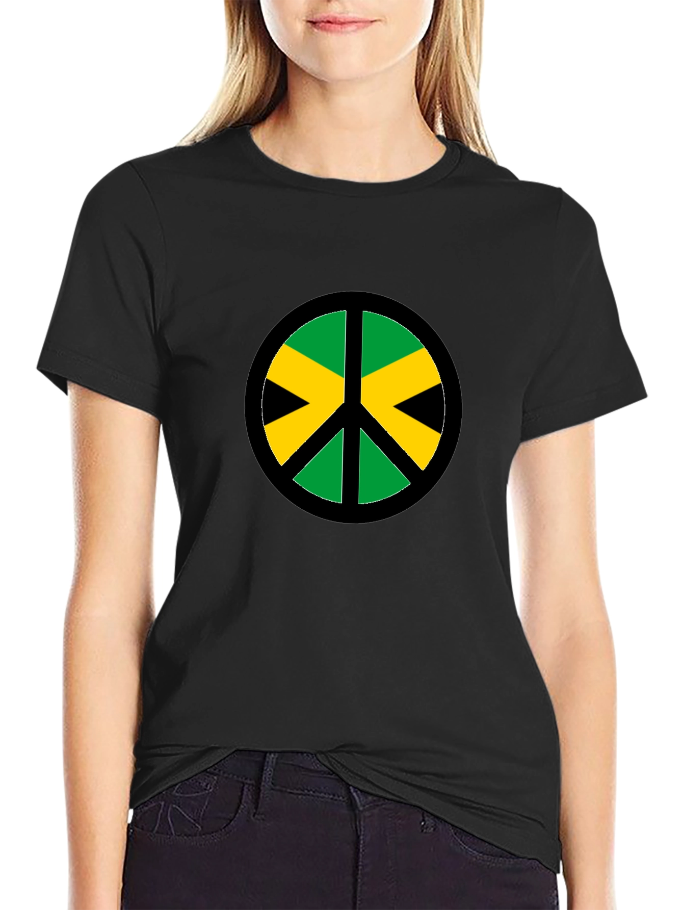 Jamaica Peace Sign Black T-Shirt