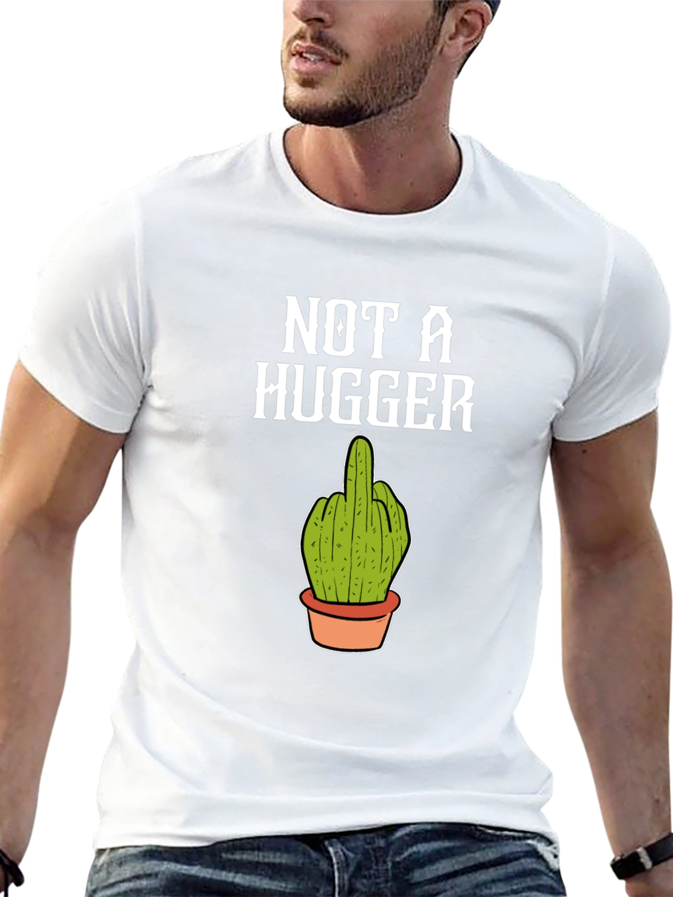 Not a Hugger Cactus Middle Finger T-Shirt