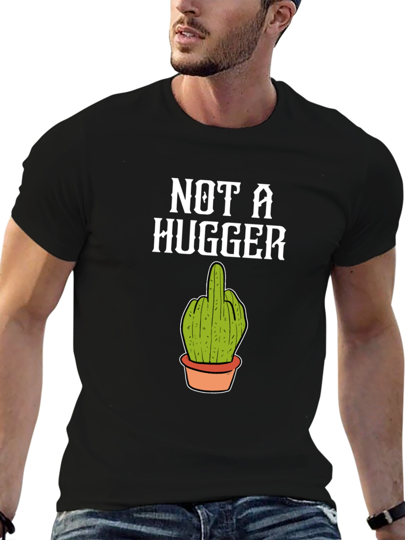 Not a Hugger Cactus Middle Finger T-Shirt