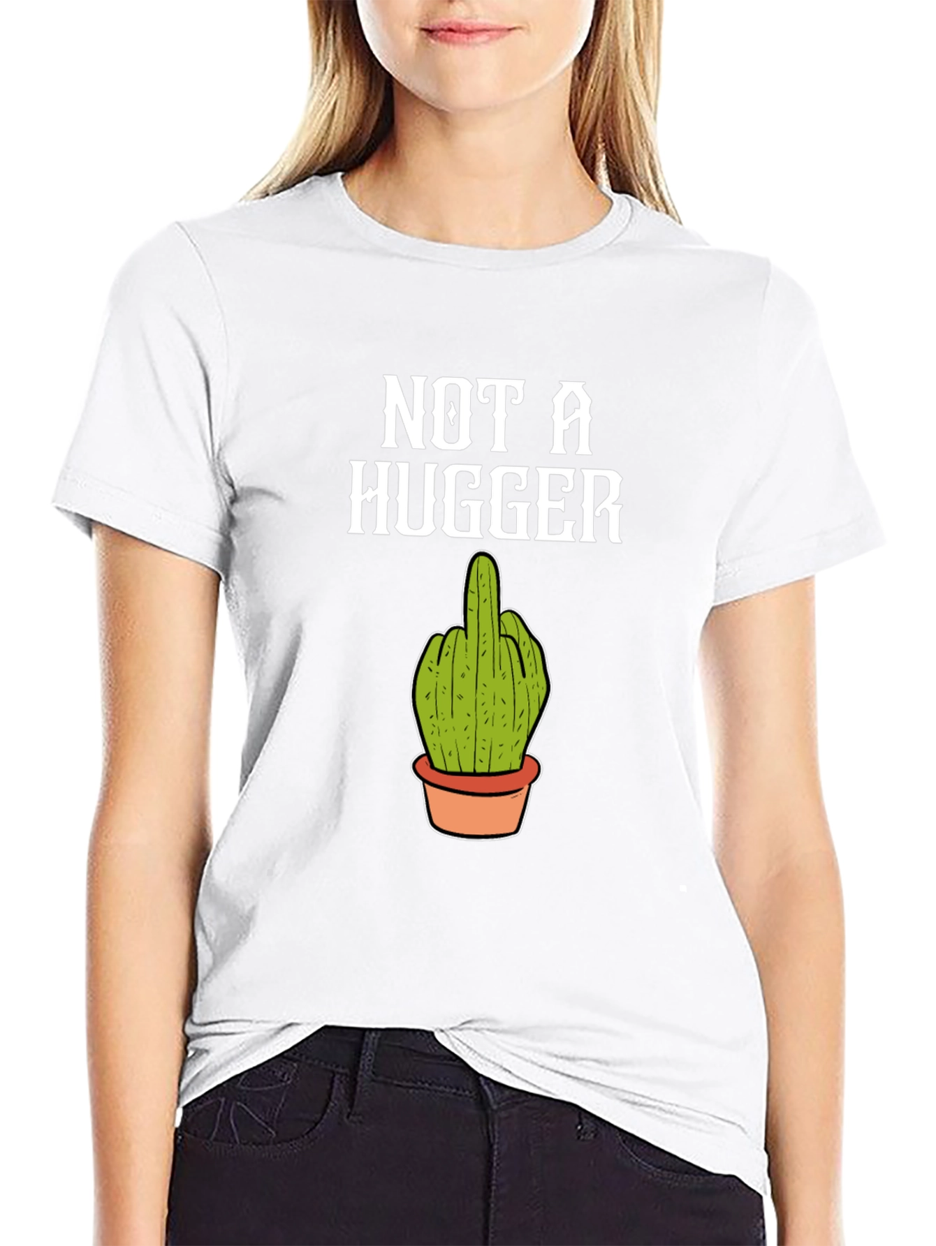 Not a Hugger Cactus Middle Finger T-Shirt