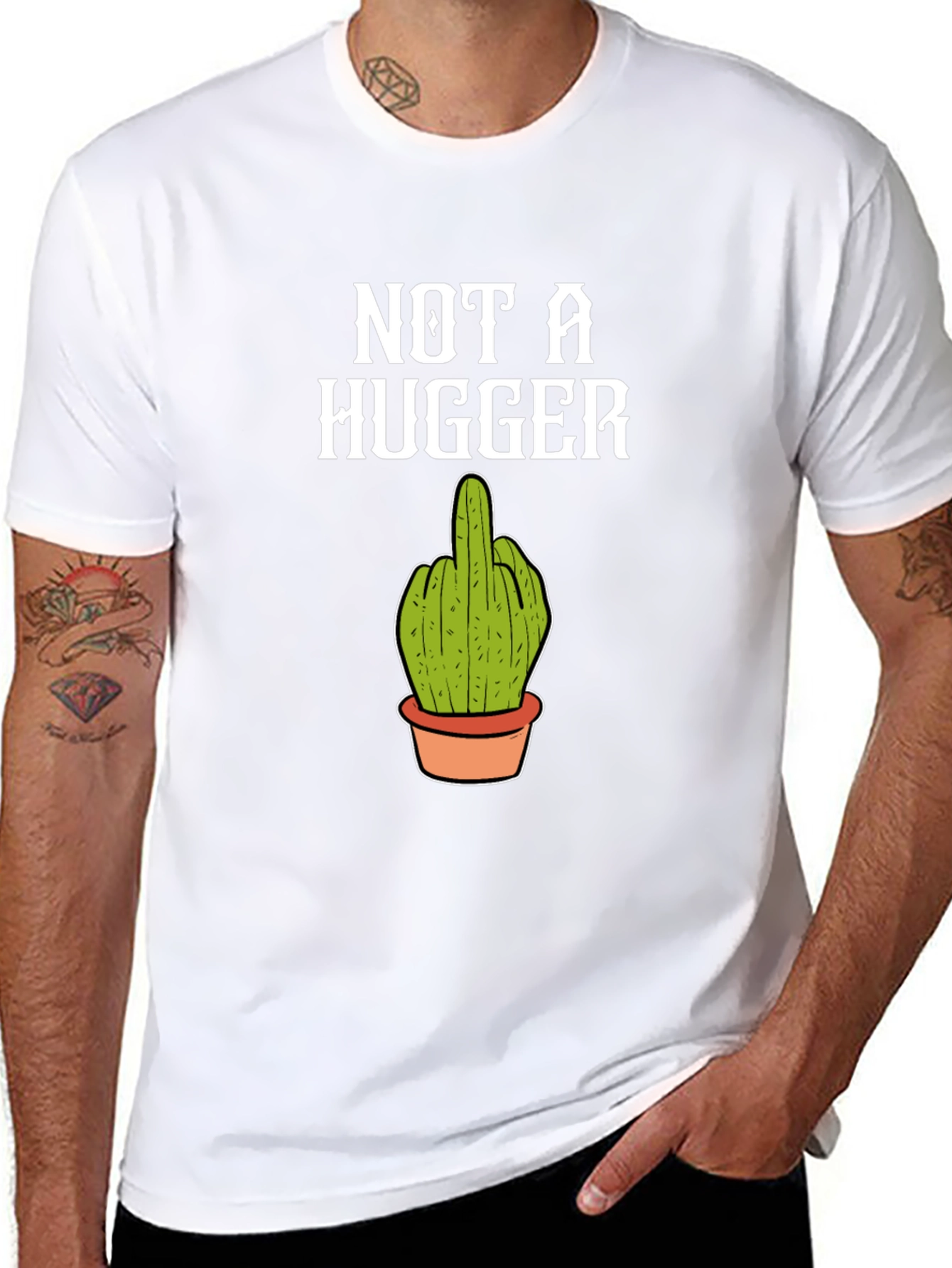 Not a Hugger Cactus Middle Finger T-Shirt