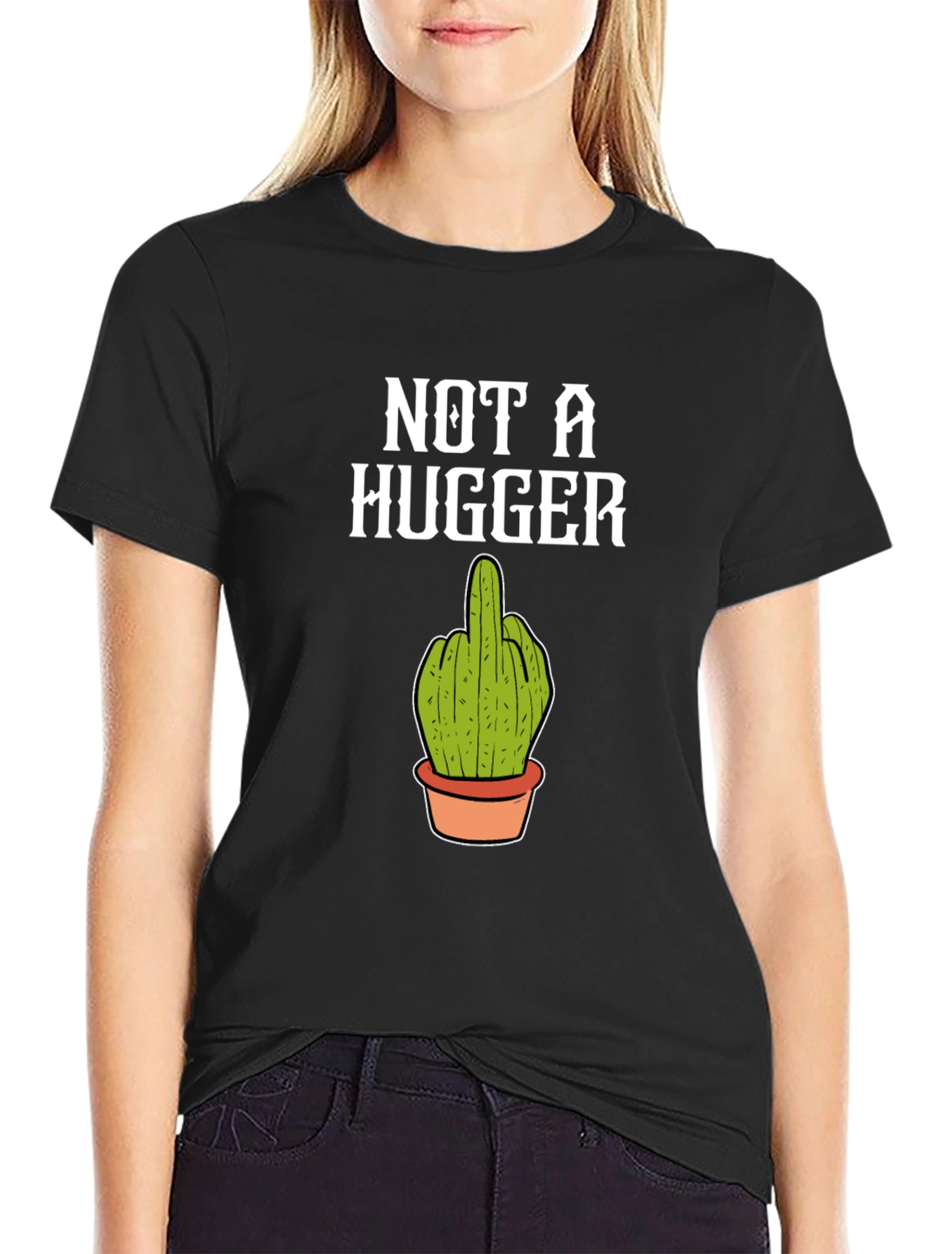 Not a Hugger Cactus Middle Finger T-Shirt