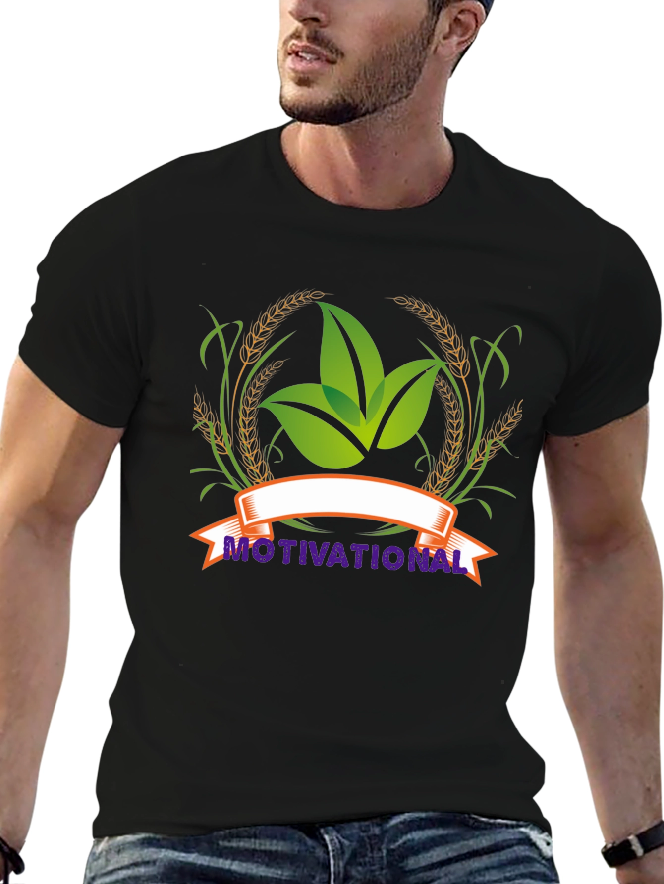 Motivational Leaf Graphic Black T-Shirt