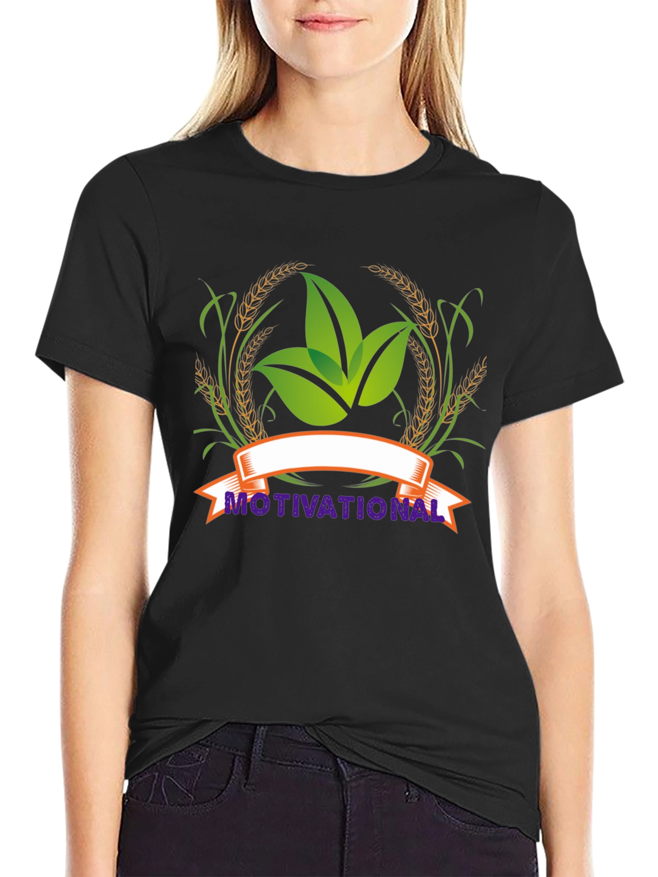 Motivational Leaf Graphic Black T-Shirt