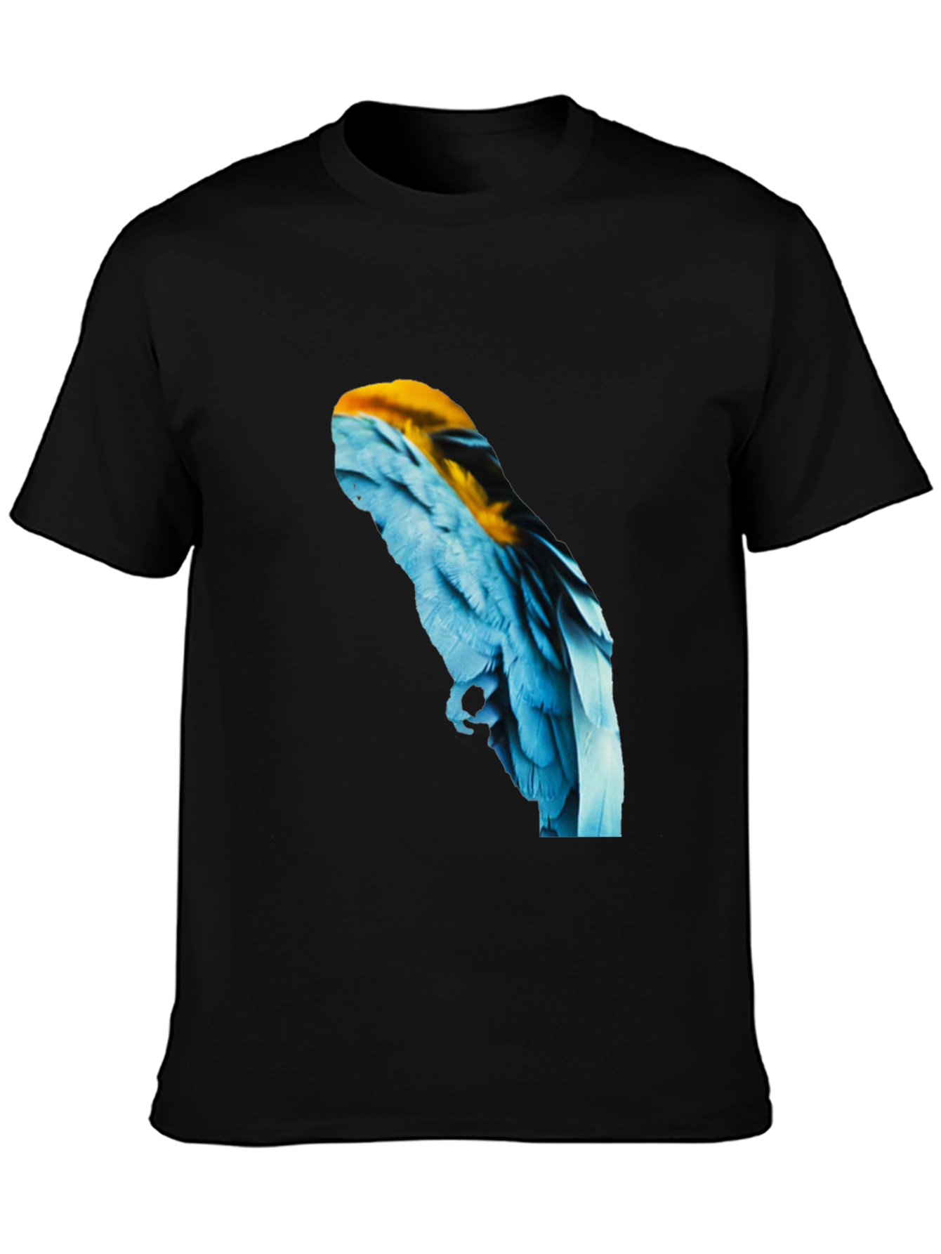 Macaw Feather Graphic Black T-Shirt