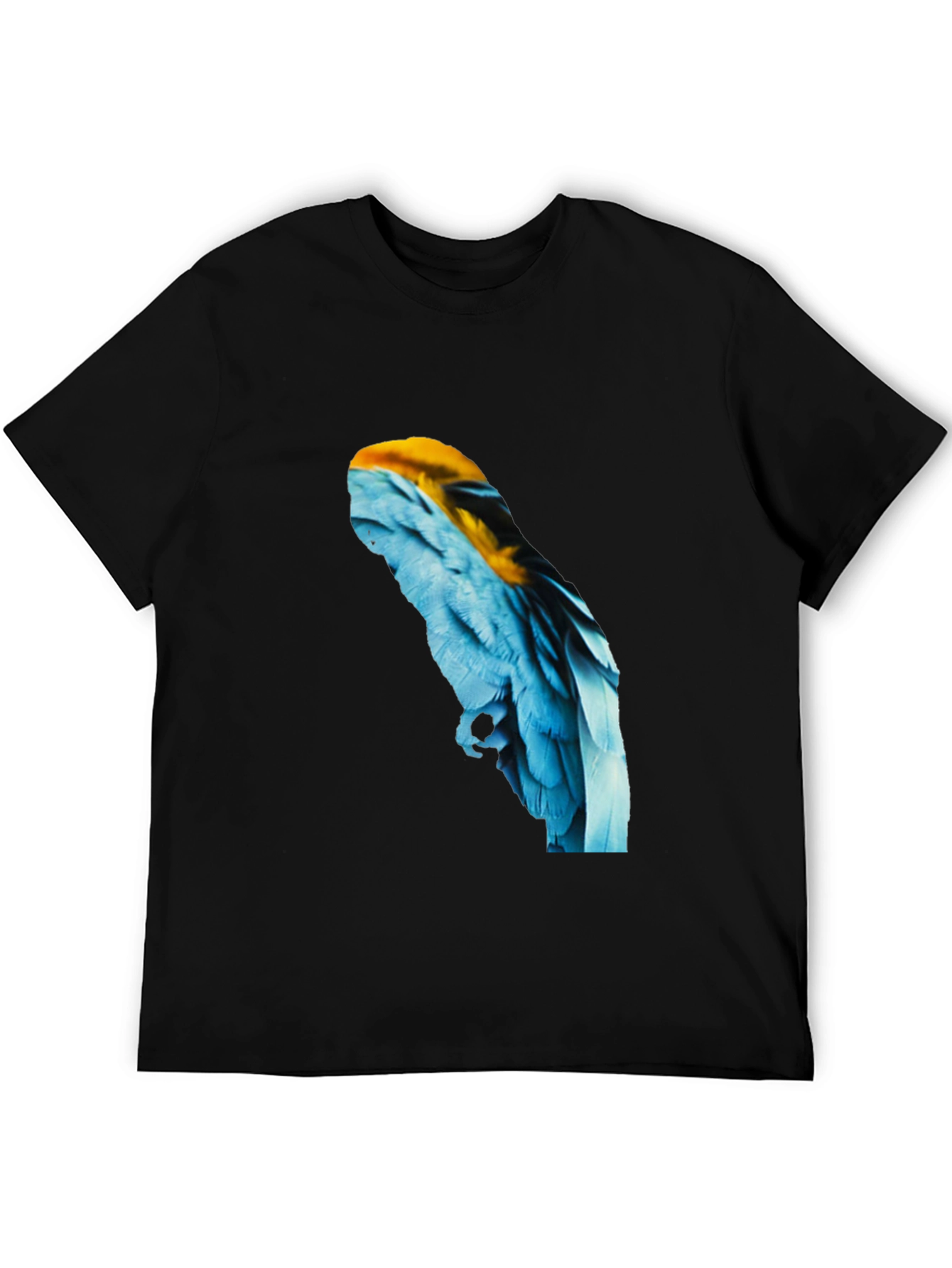 Macaw Feather Graphic Black T-Shirt