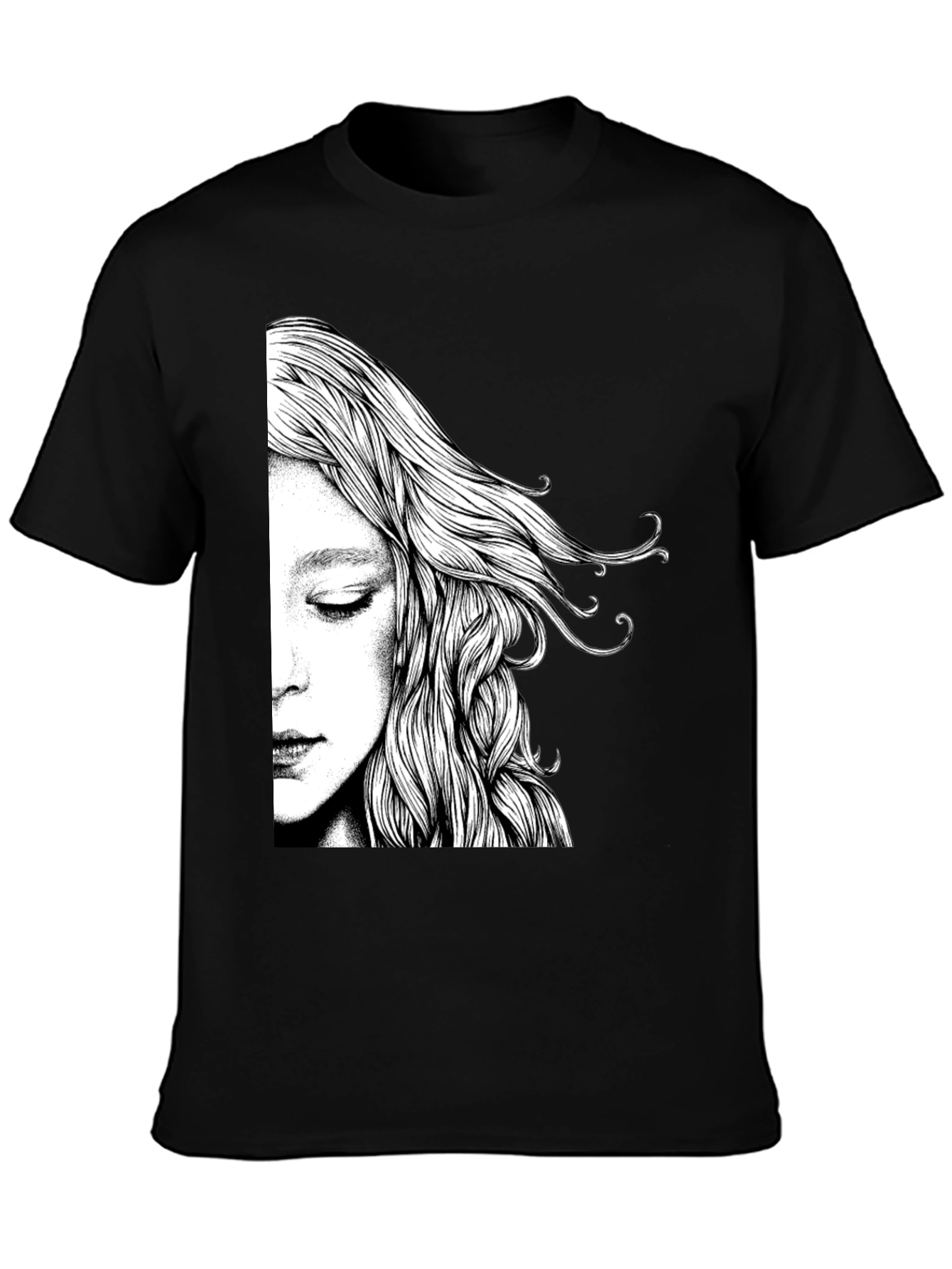 Abstract Woman Graphic Black T-Shirt