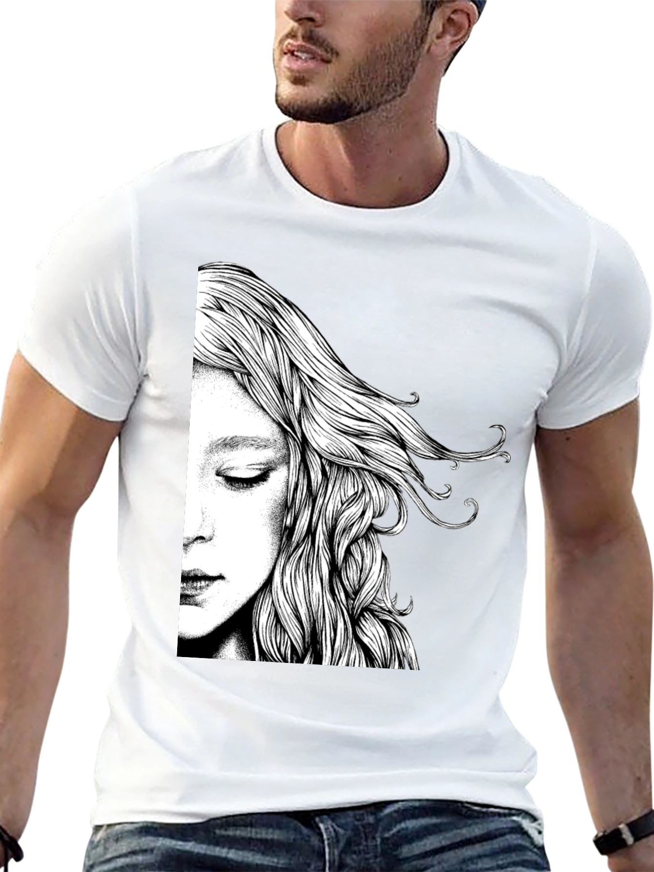 Abstract Woman Graphic Black T-Shirt