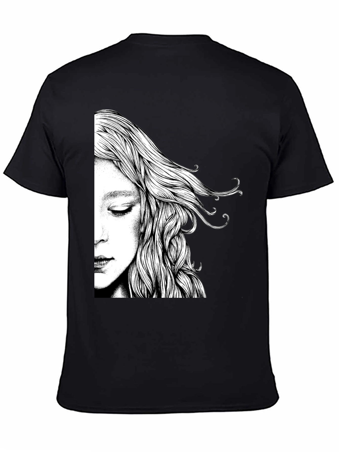 Abstract Woman Graphic Black T-Shirt
