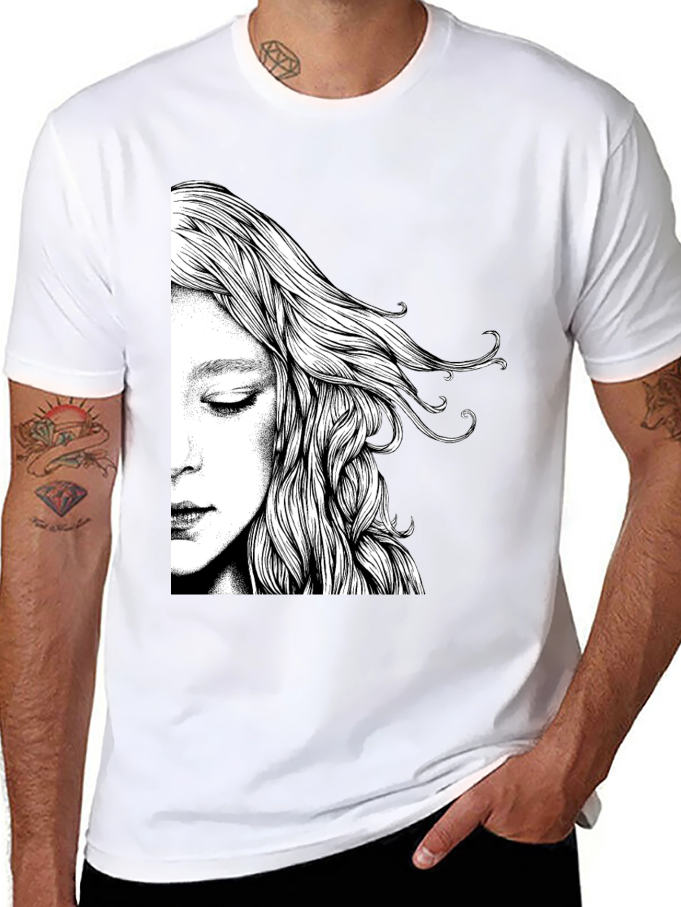 Abstract Woman Graphic Black T-Shirt