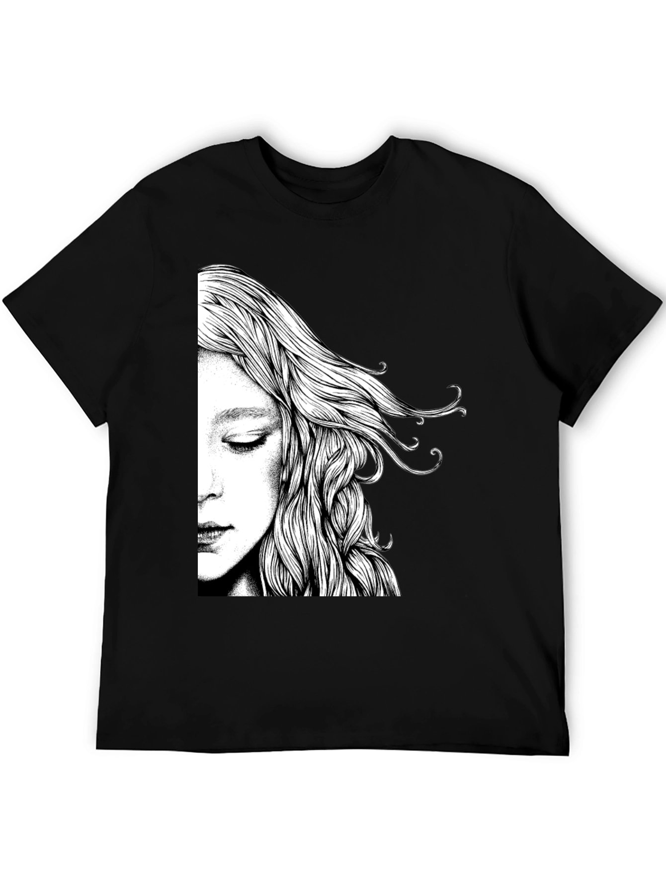 Abstract Woman Graphic Black T-Shirt