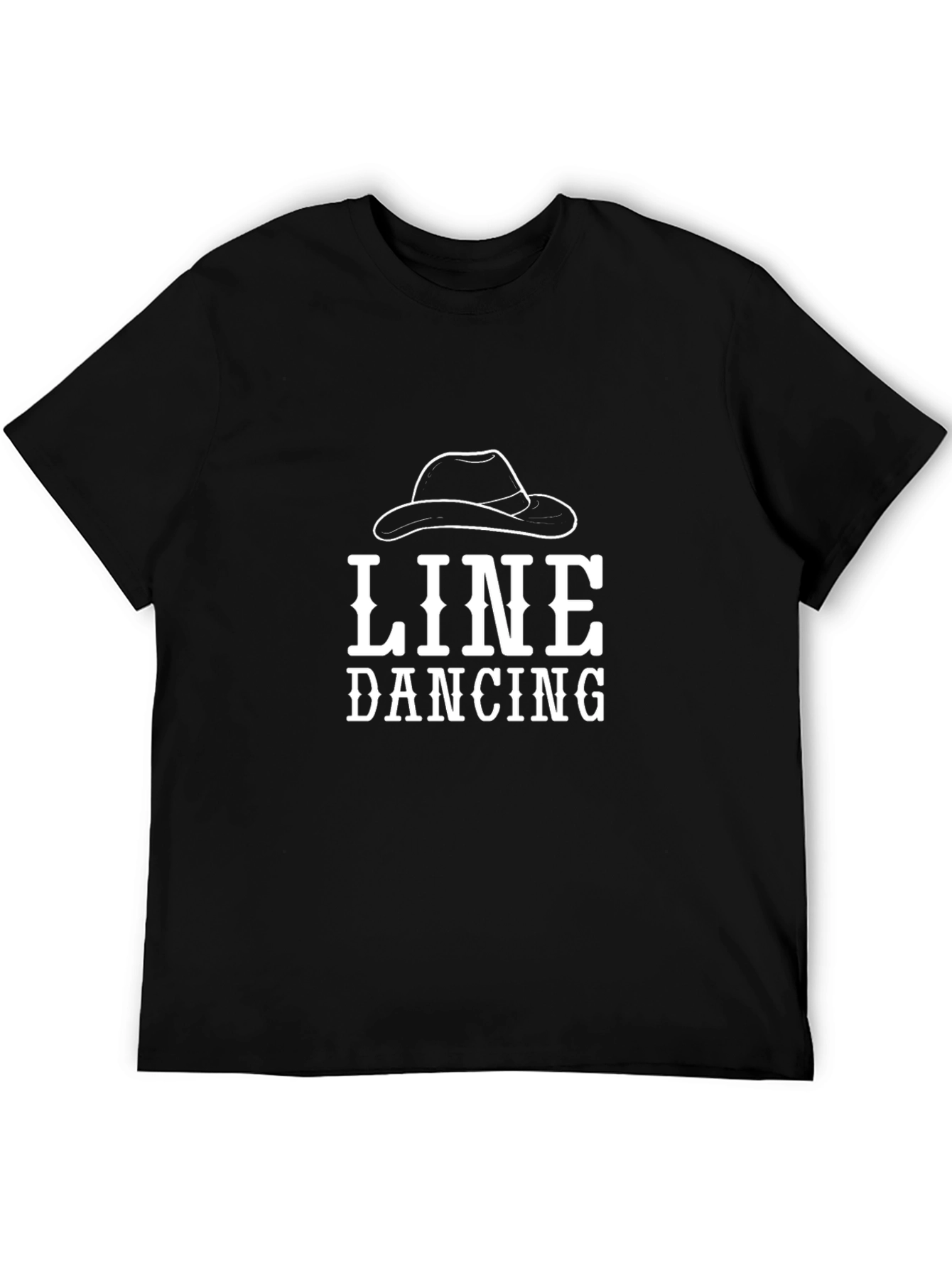 Line Dancing Graphic Tee - Black Cotton Casual Shirt