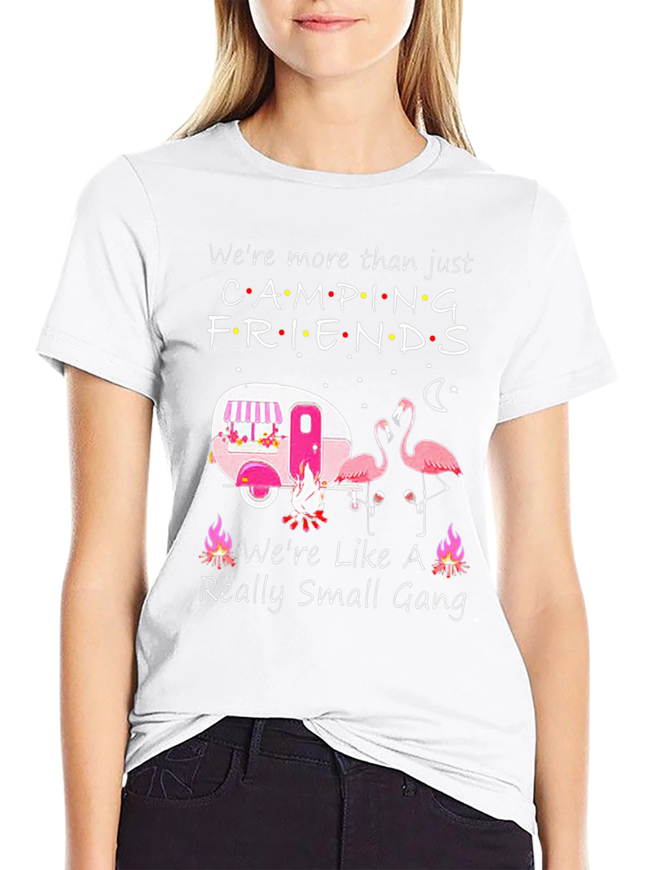 Camping Friends T-Shirt - Flamingo Camper Design