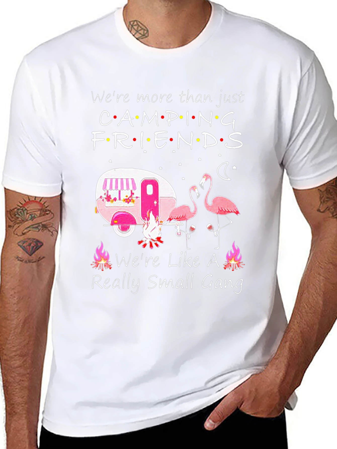 Camping Friends T-Shirt - Flamingo Camper Design