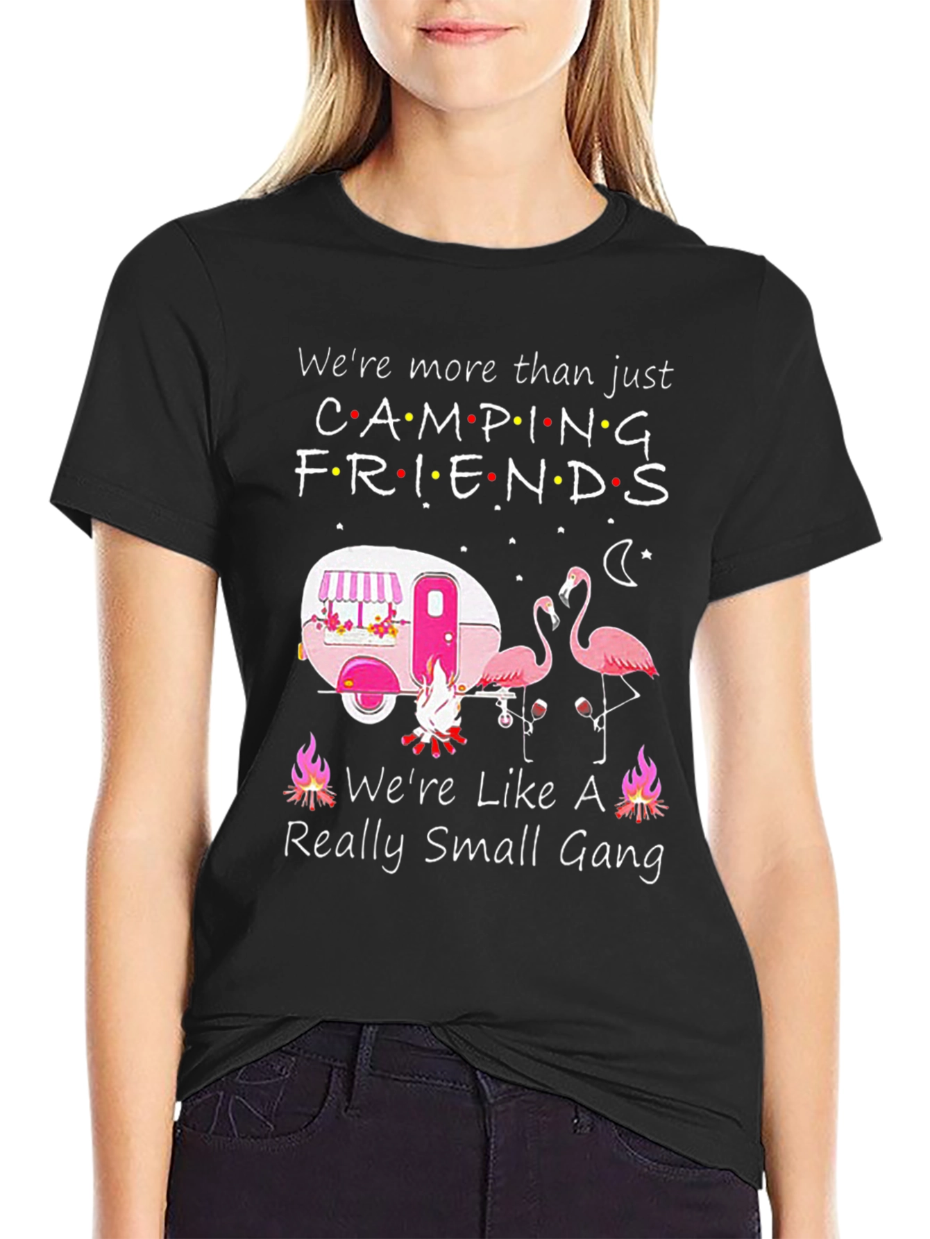 Camping Friends T-Shirt - Flamingo Camper Design