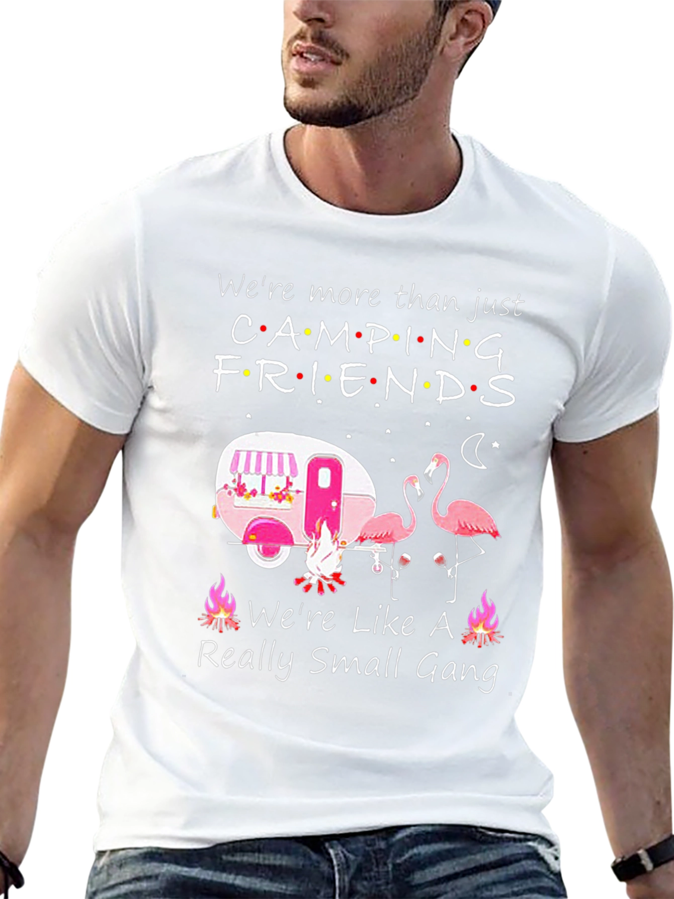 Camping Friends T-Shirt - Flamingo Camper Design