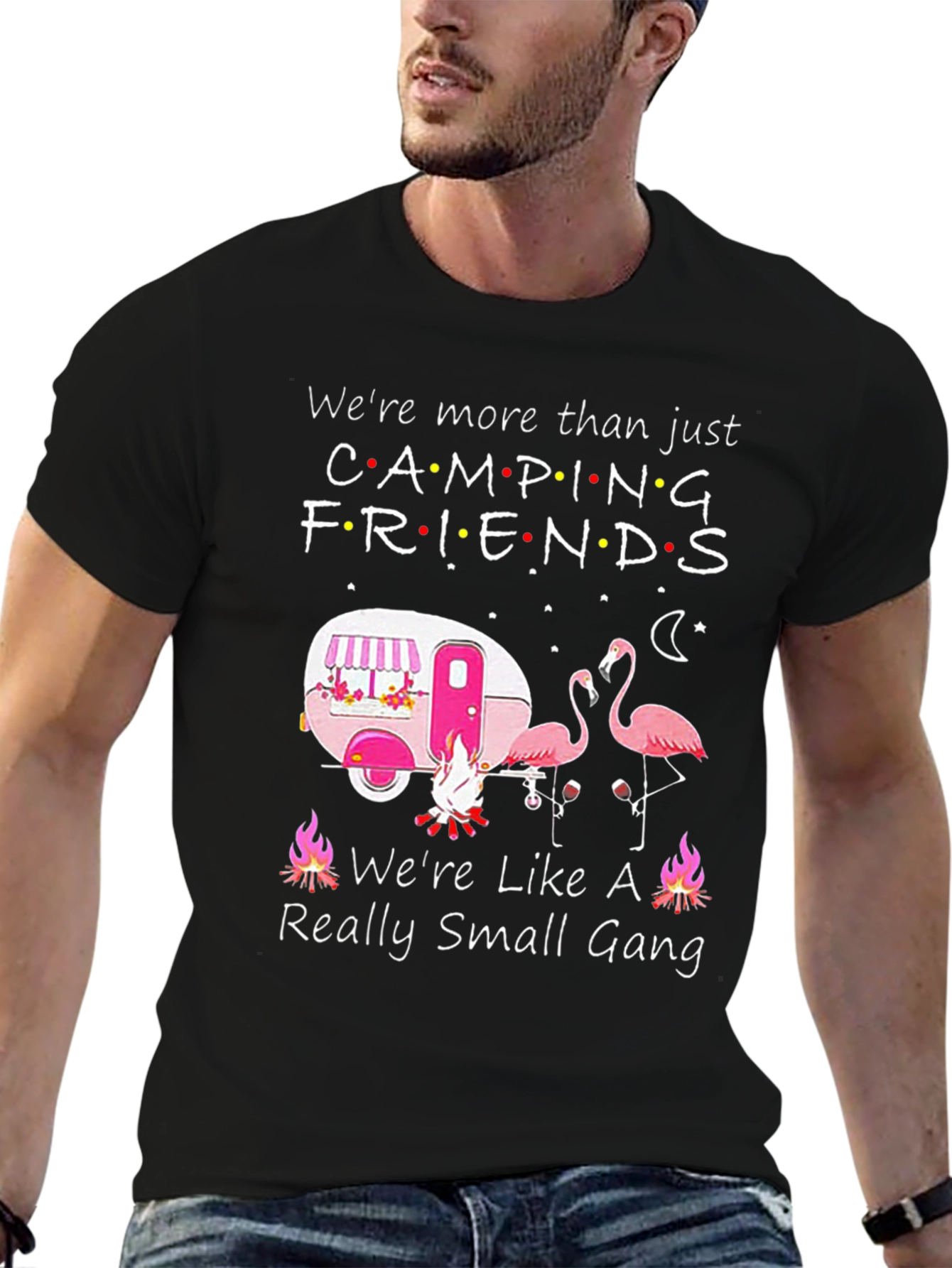 Camping Friends T-Shirt - Flamingo Camper Design