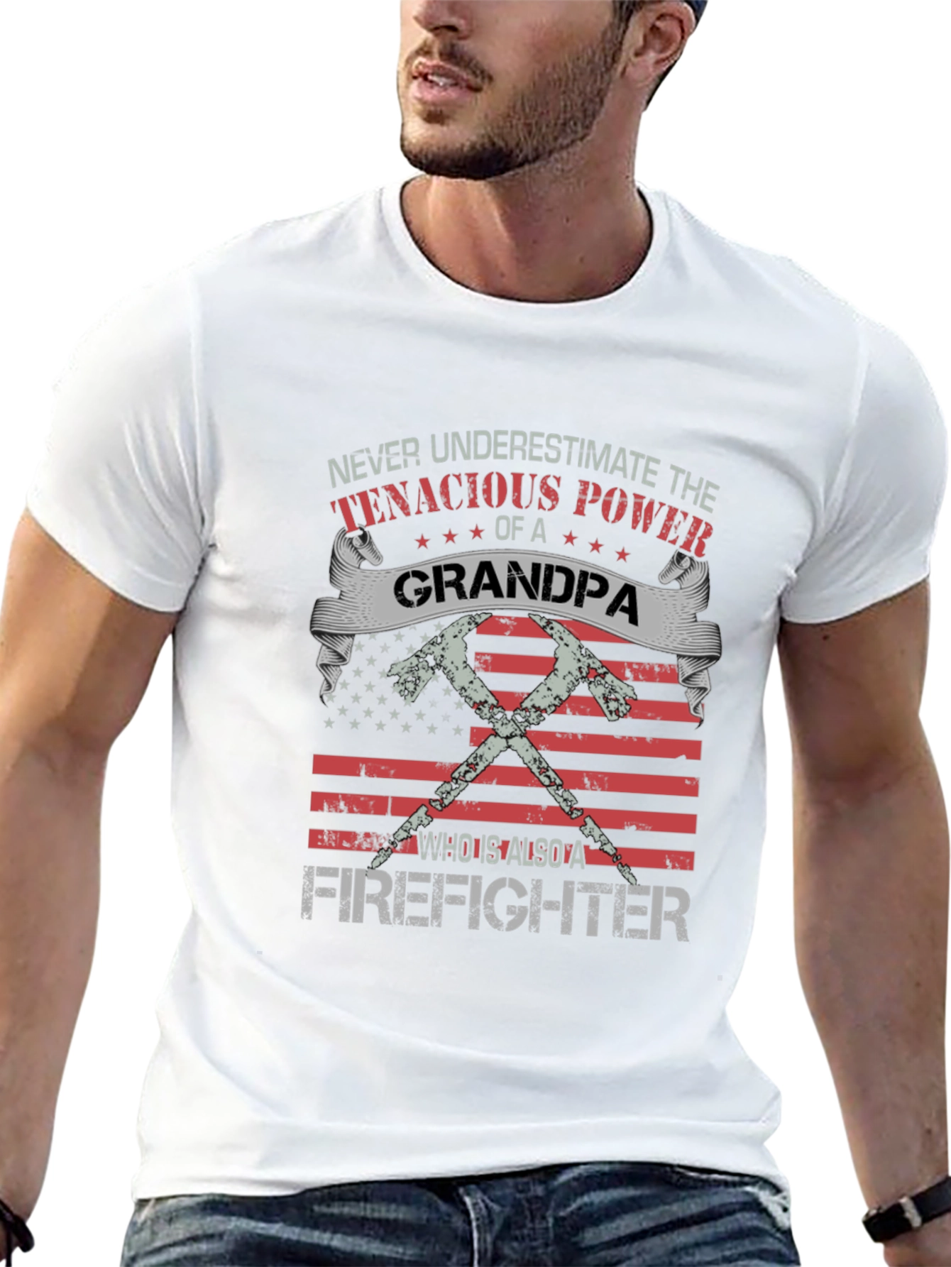 Grandpa Firefighter Graphic Tee