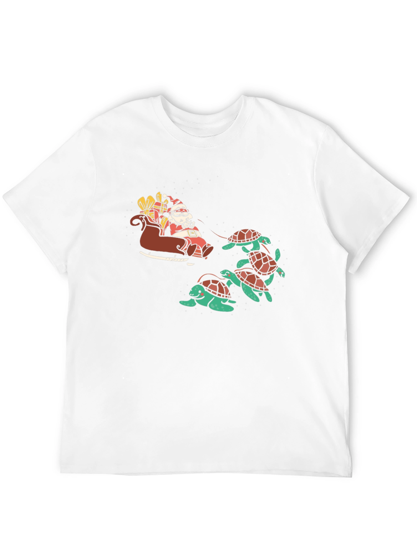 Santa Turtle Sleigh Black Graphic Tee