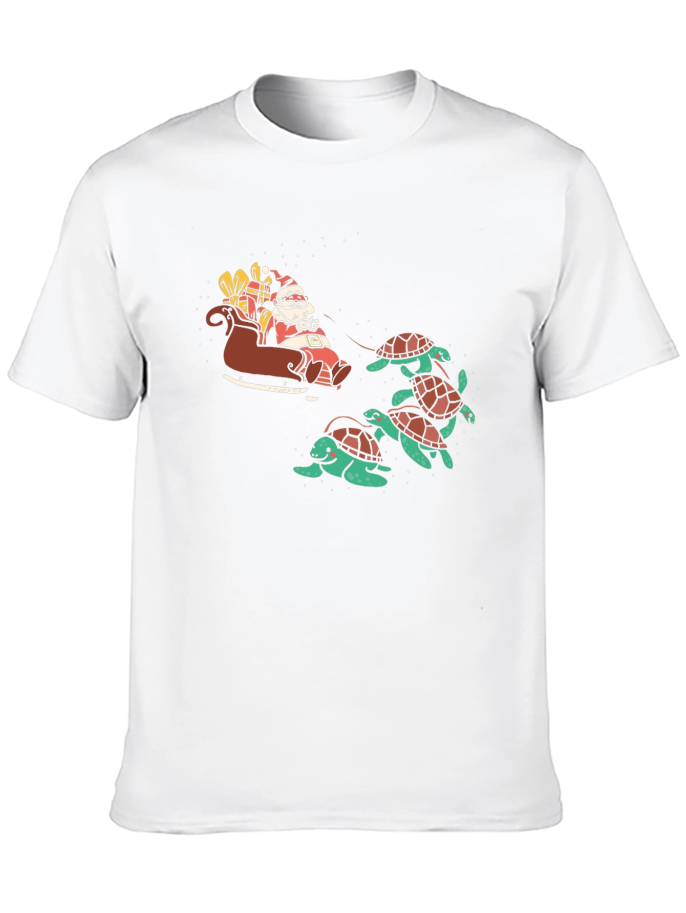 Santa Turtle Sleigh Black Graphic Tee