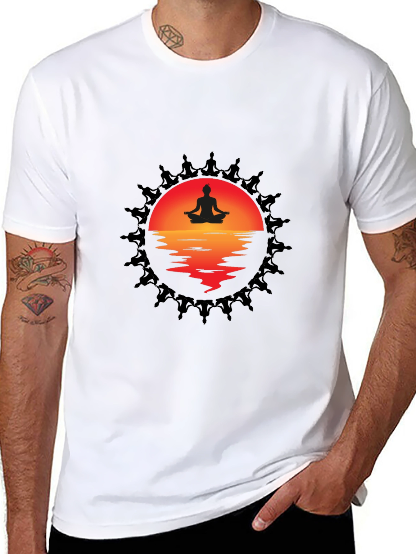 Meditative Sunset Graphic Tee - Relaxation & Comfort