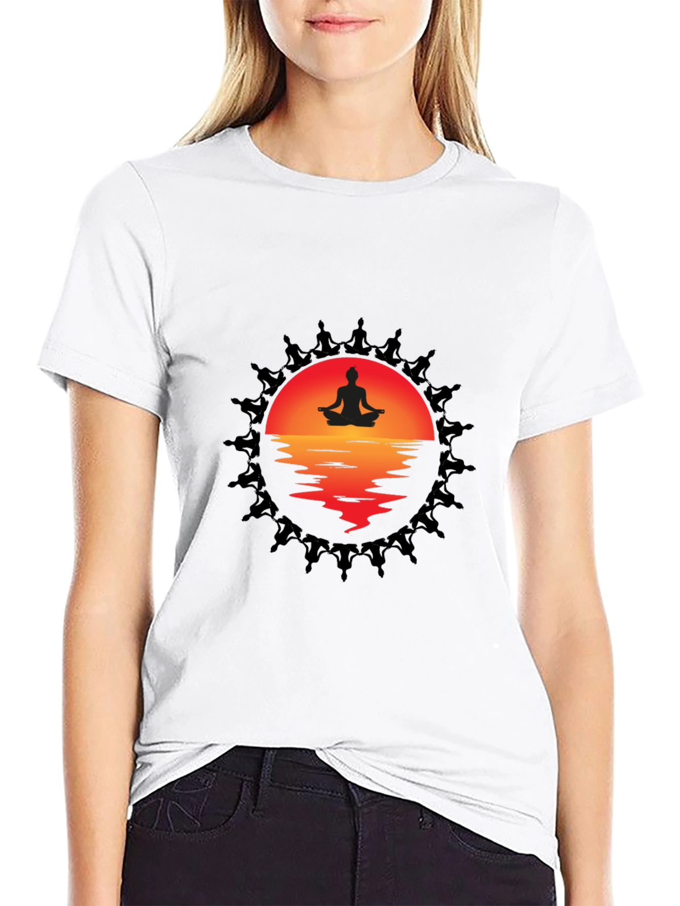 Meditative Sunset Graphic Tee - Relaxation & Comfort