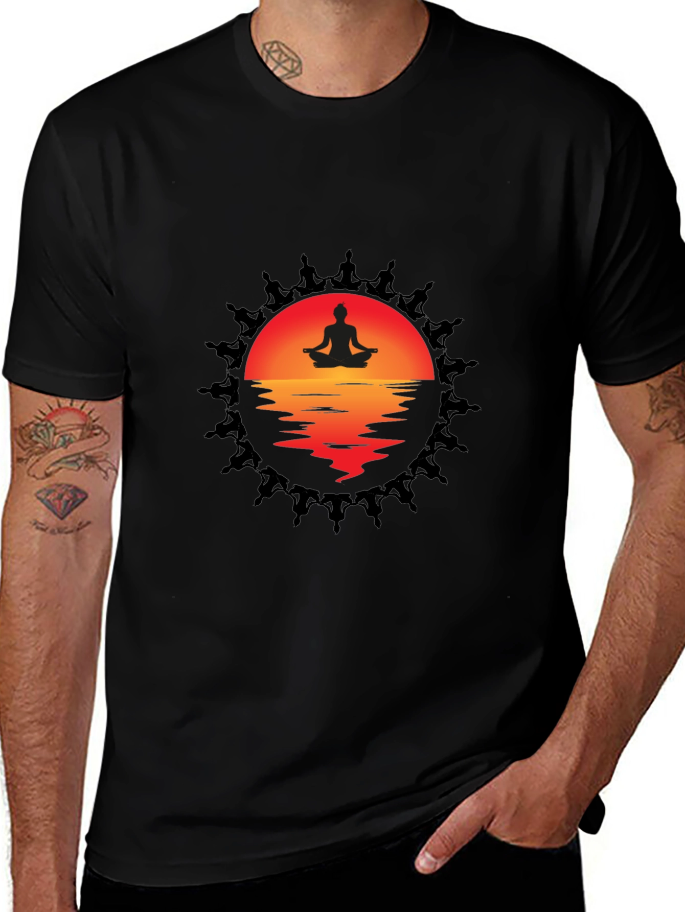 Meditative Sunset Graphic Tee - Relaxation & Comfort