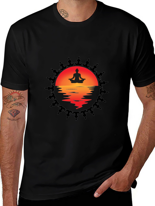 Meditative Sunset Graphic Tee - Relaxation & Comfort