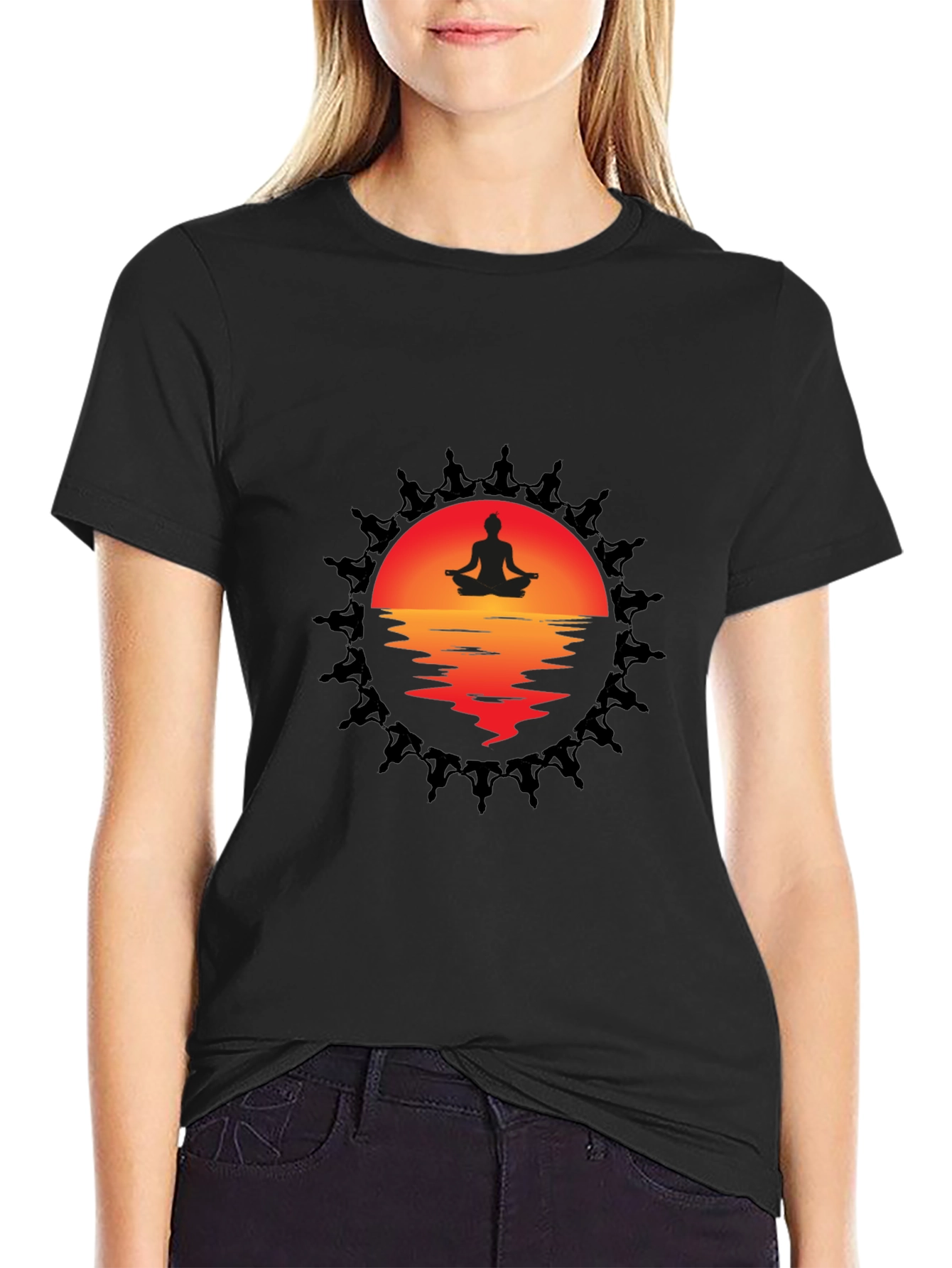Meditative Sunset Graphic Tee - Relaxation & Comfort