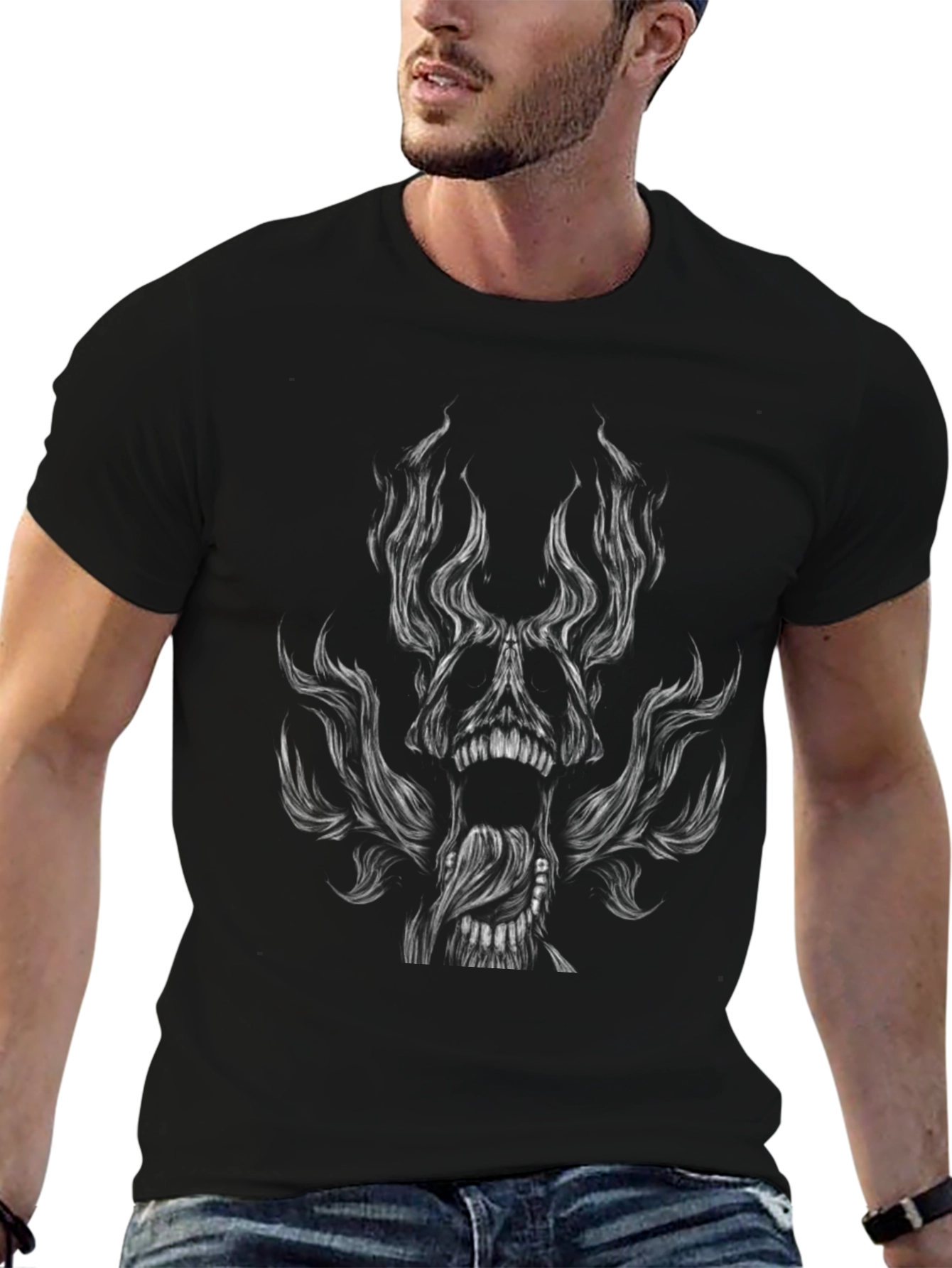 Dark Graphic Tee - Twisted Skull Design