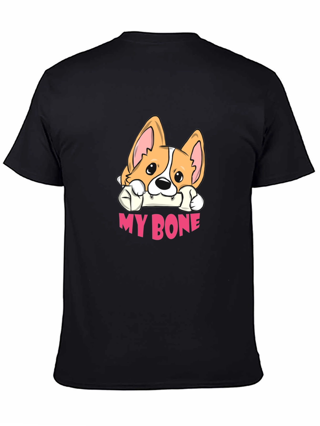 Cute Corgi My Bone Black T-Shirt