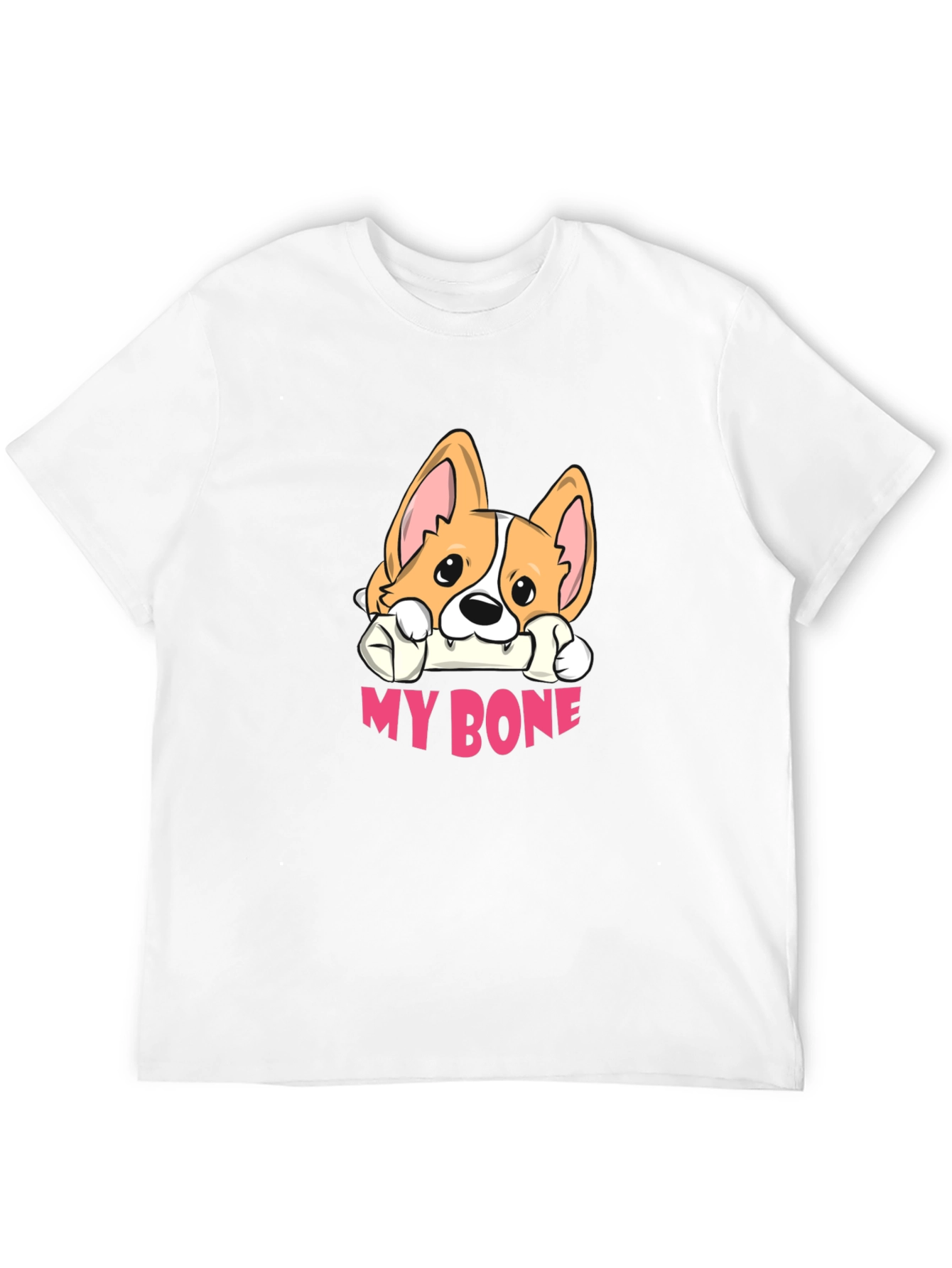 Cute Corgi My Bone Black T-Shirt