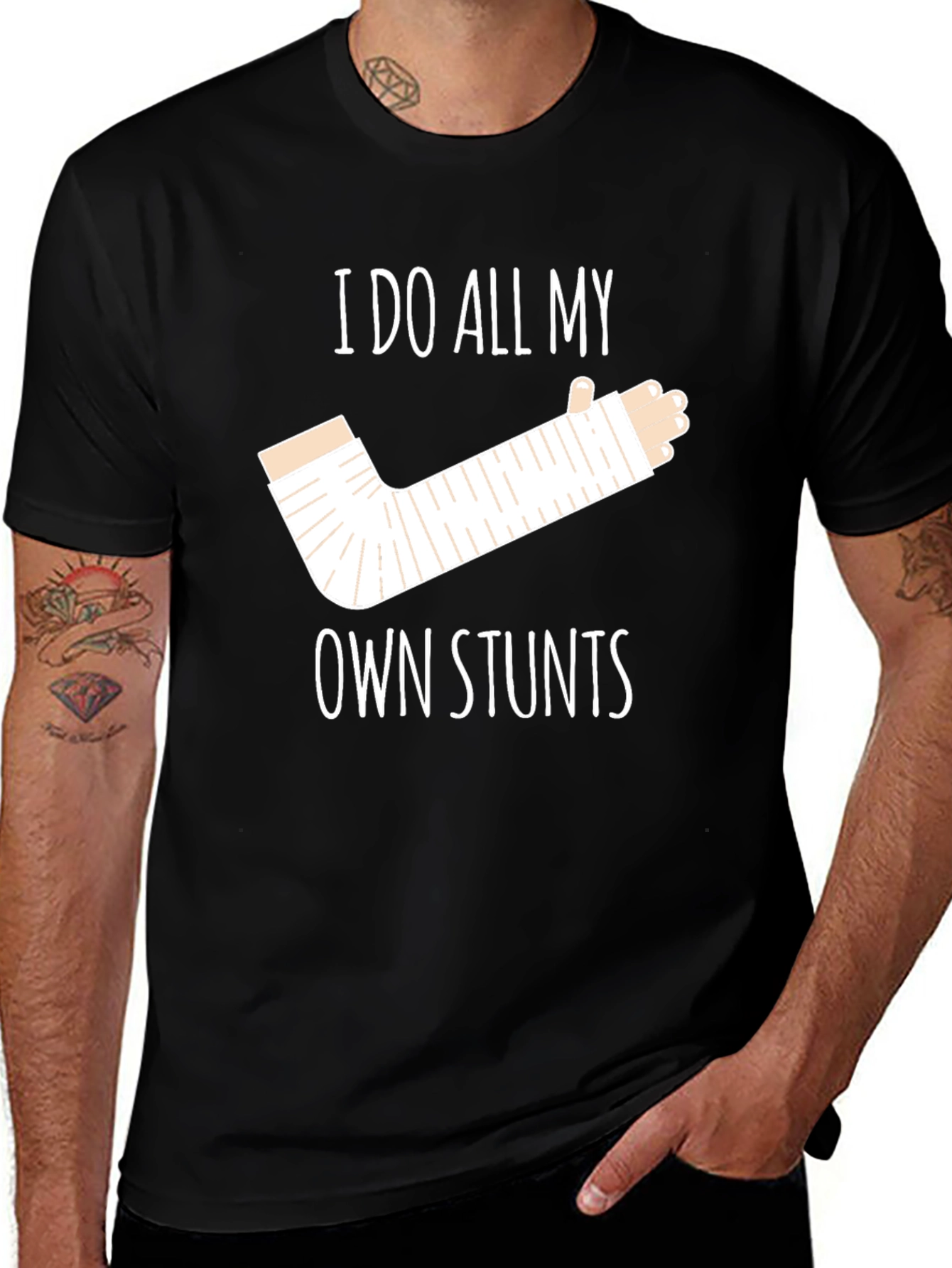 I Do All My Own Stunts Funny Graphic T-Shirt