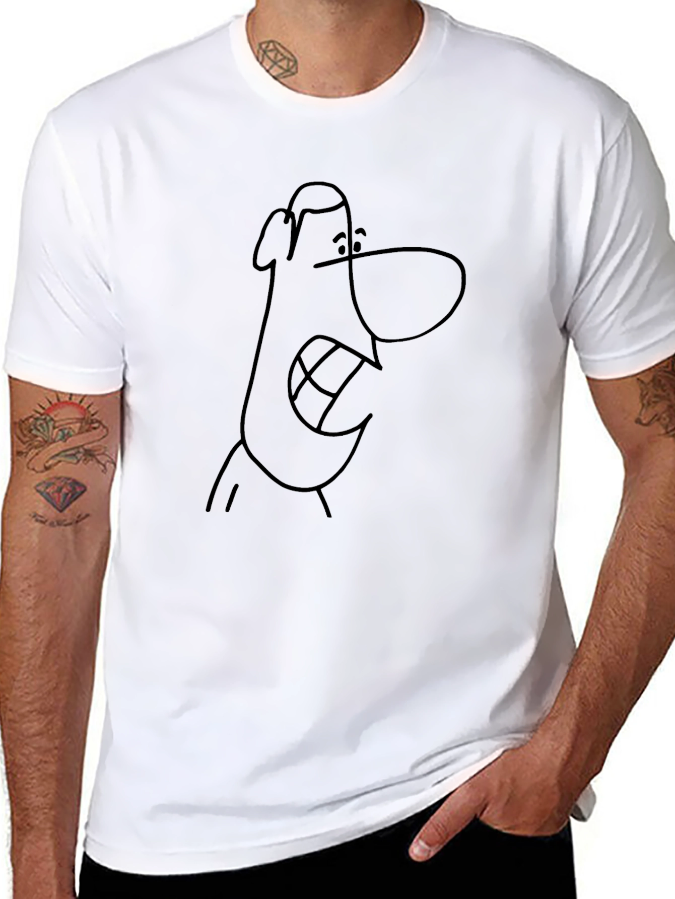 Funny Cartoon Face Graphic T-Shirt