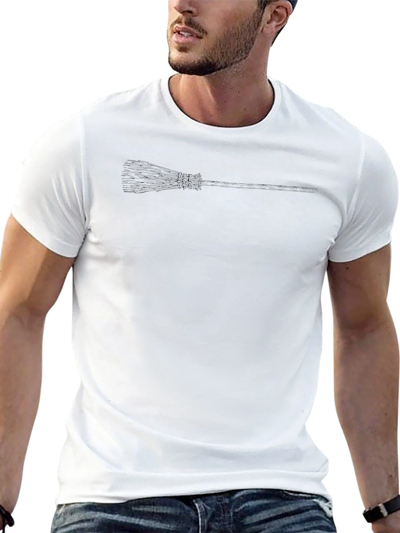 Mens Black Broomstick Graphic Tee