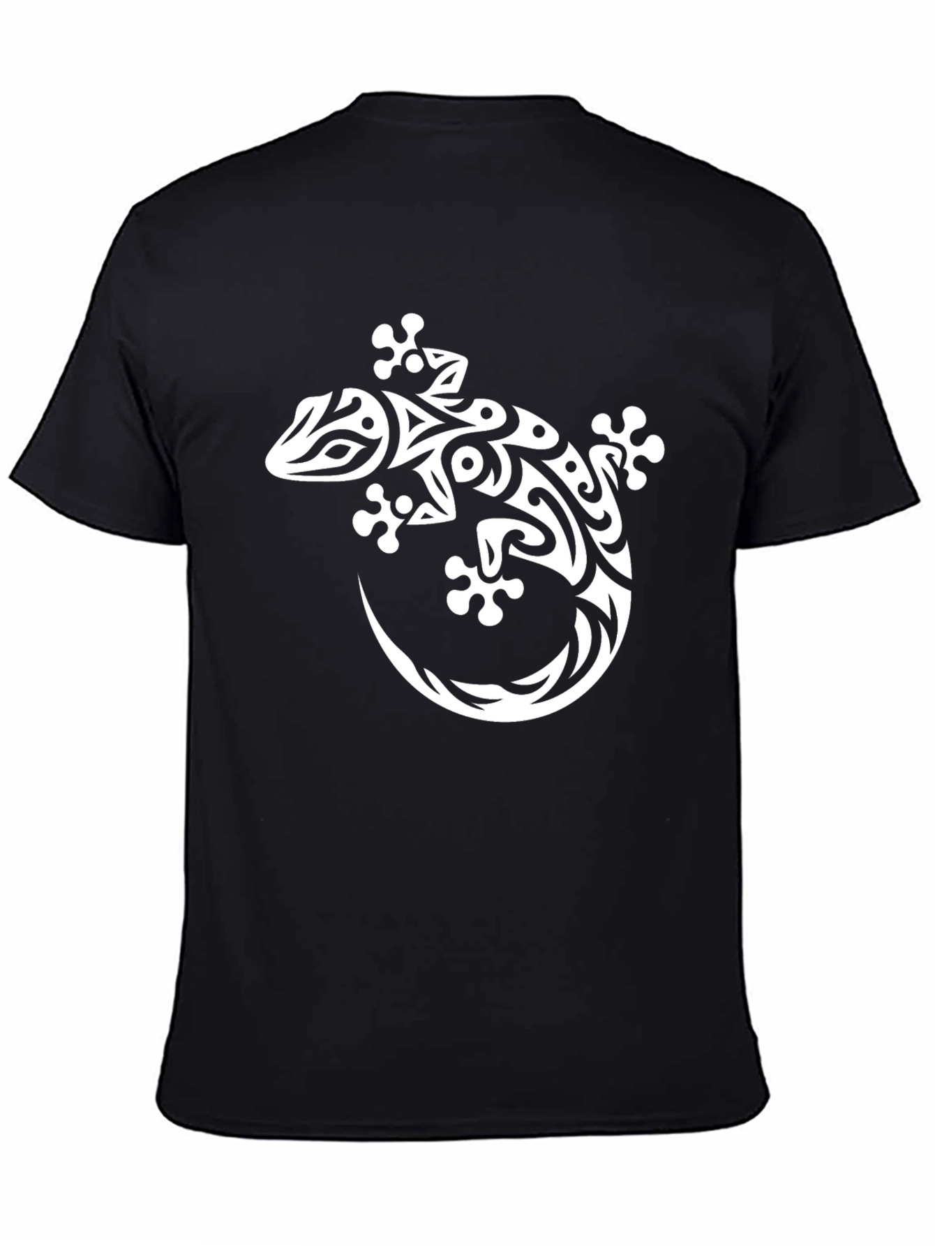 Tribal Gecko Graphic Tee - Black Cotton Blend