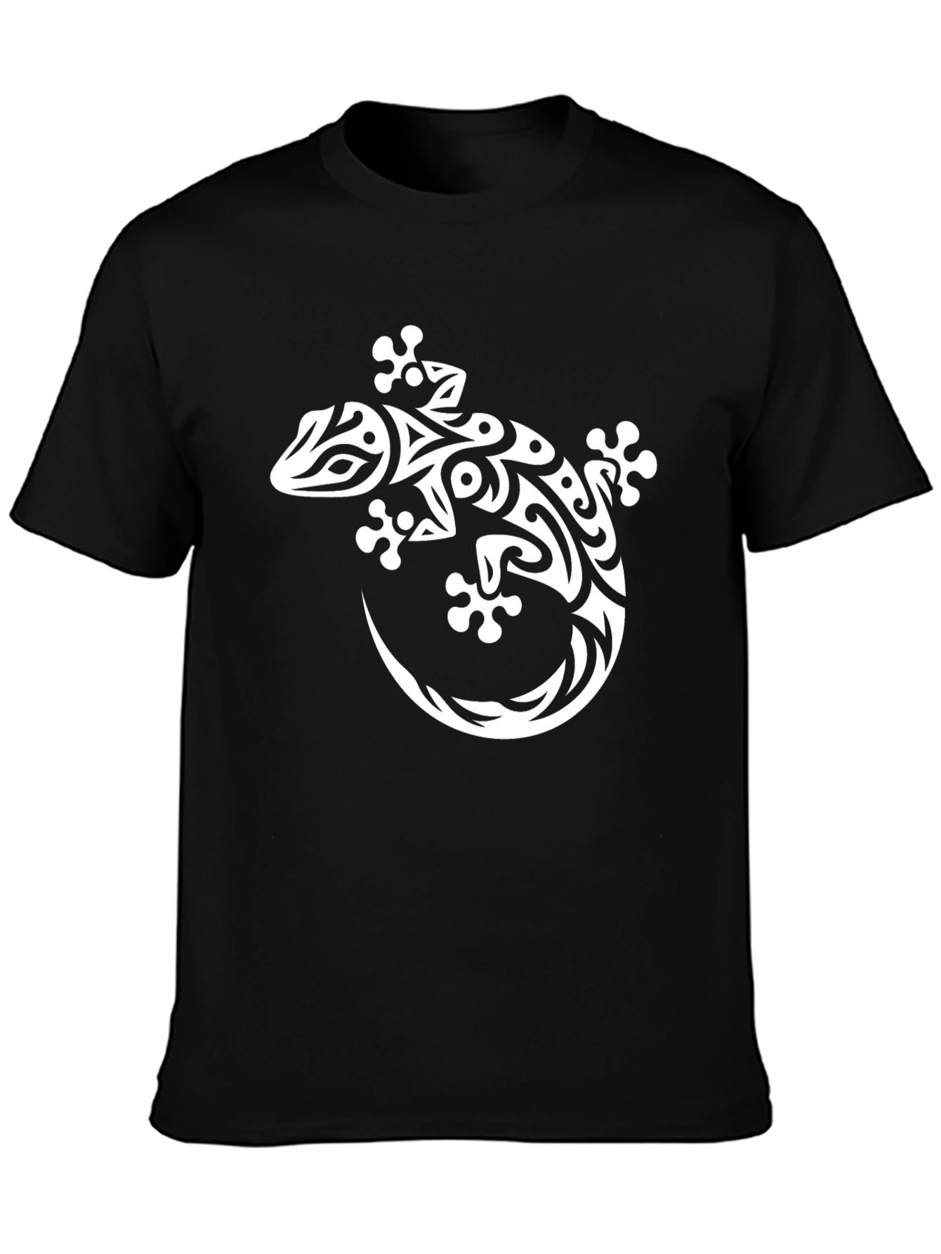 Tribal Gecko Graphic Tee - Black Cotton Blend