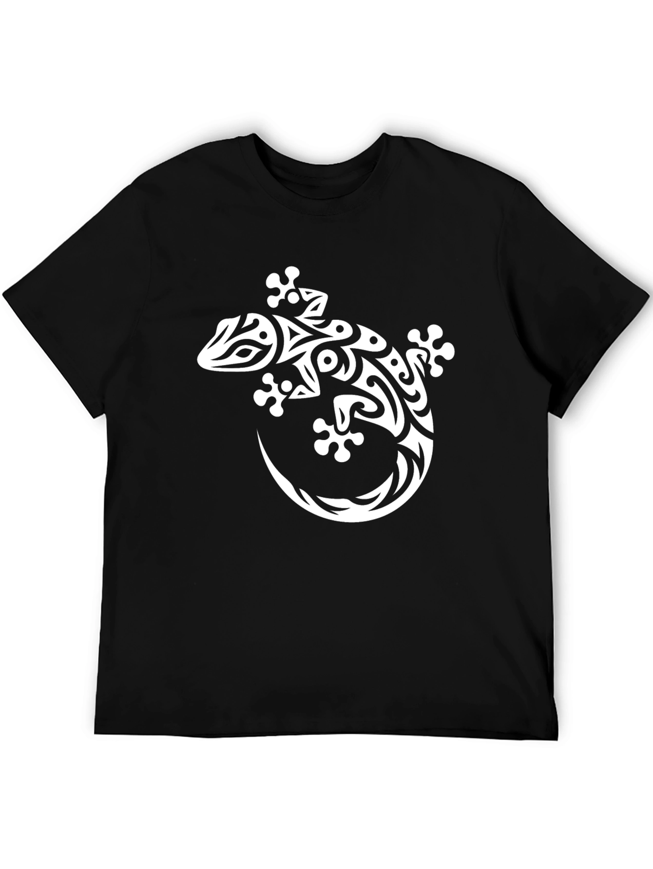 Tribal Gecko Graphic Tee - Black Cotton Blend