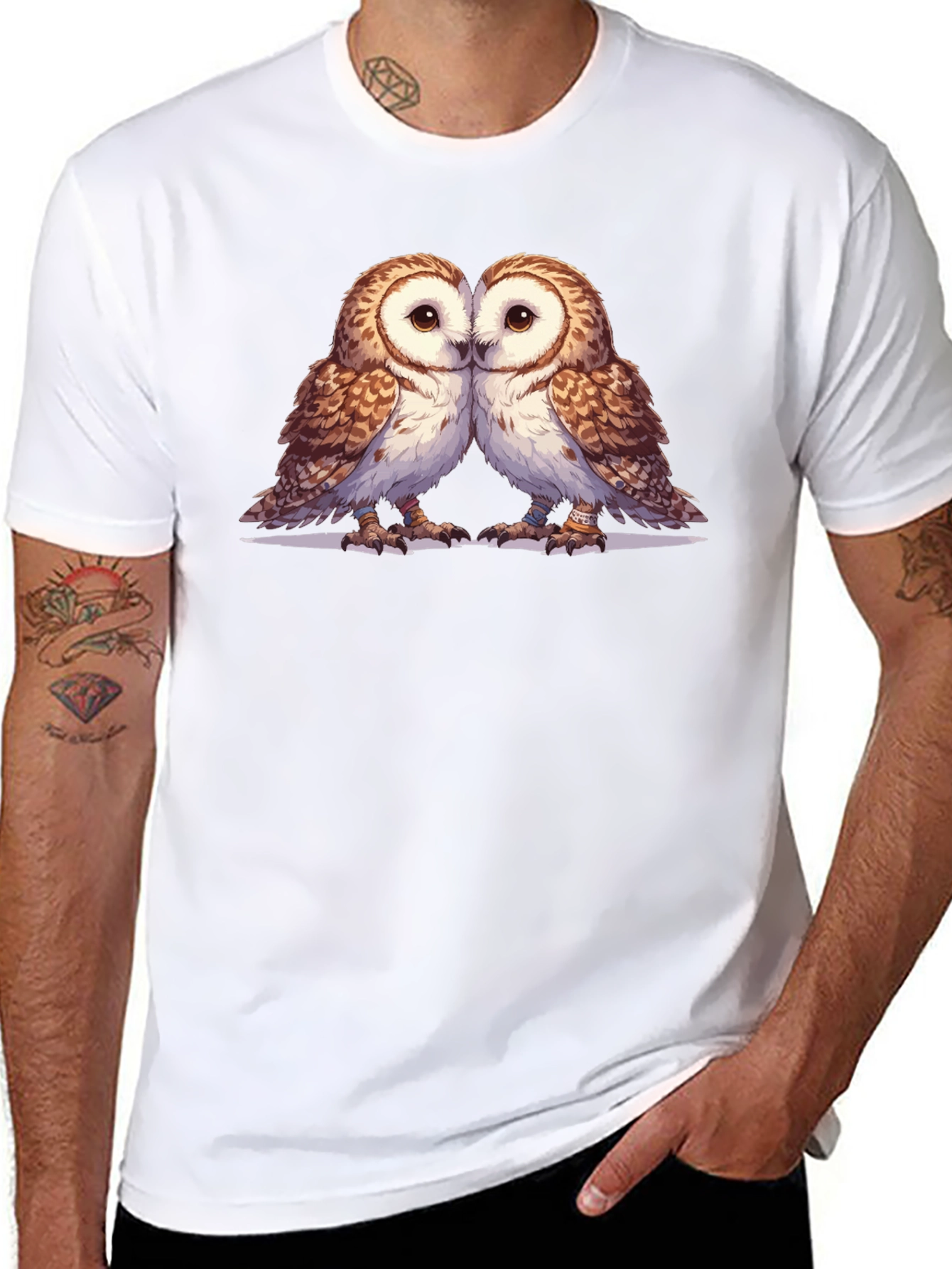 Owl Love Graphic Tee - Soft Black Cotton Blend