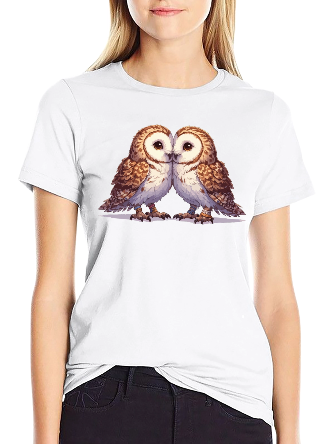 Owl Love Graphic Tee - Soft Black Cotton Blend