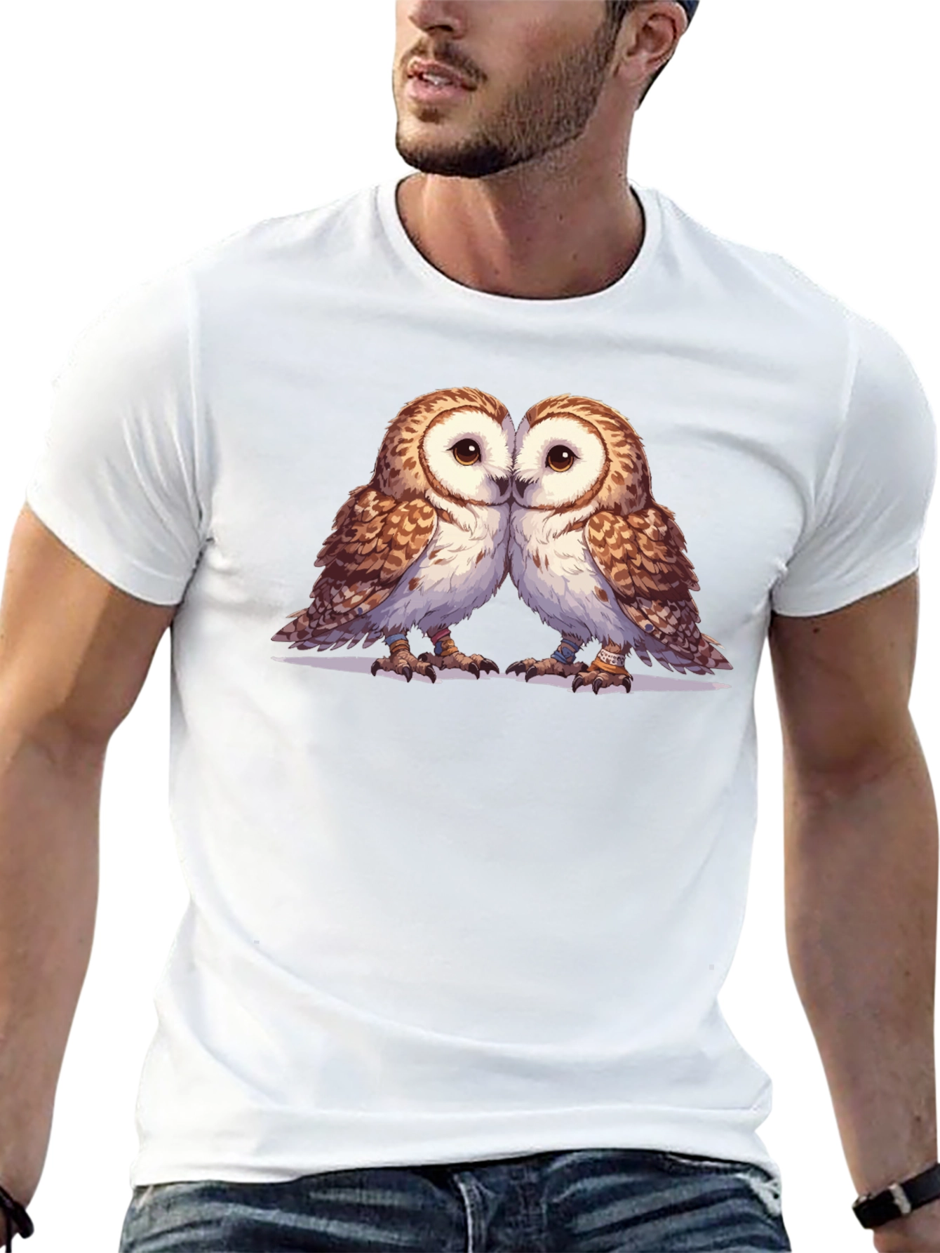 Owl Love Graphic Tee - Soft Black Cotton Blend