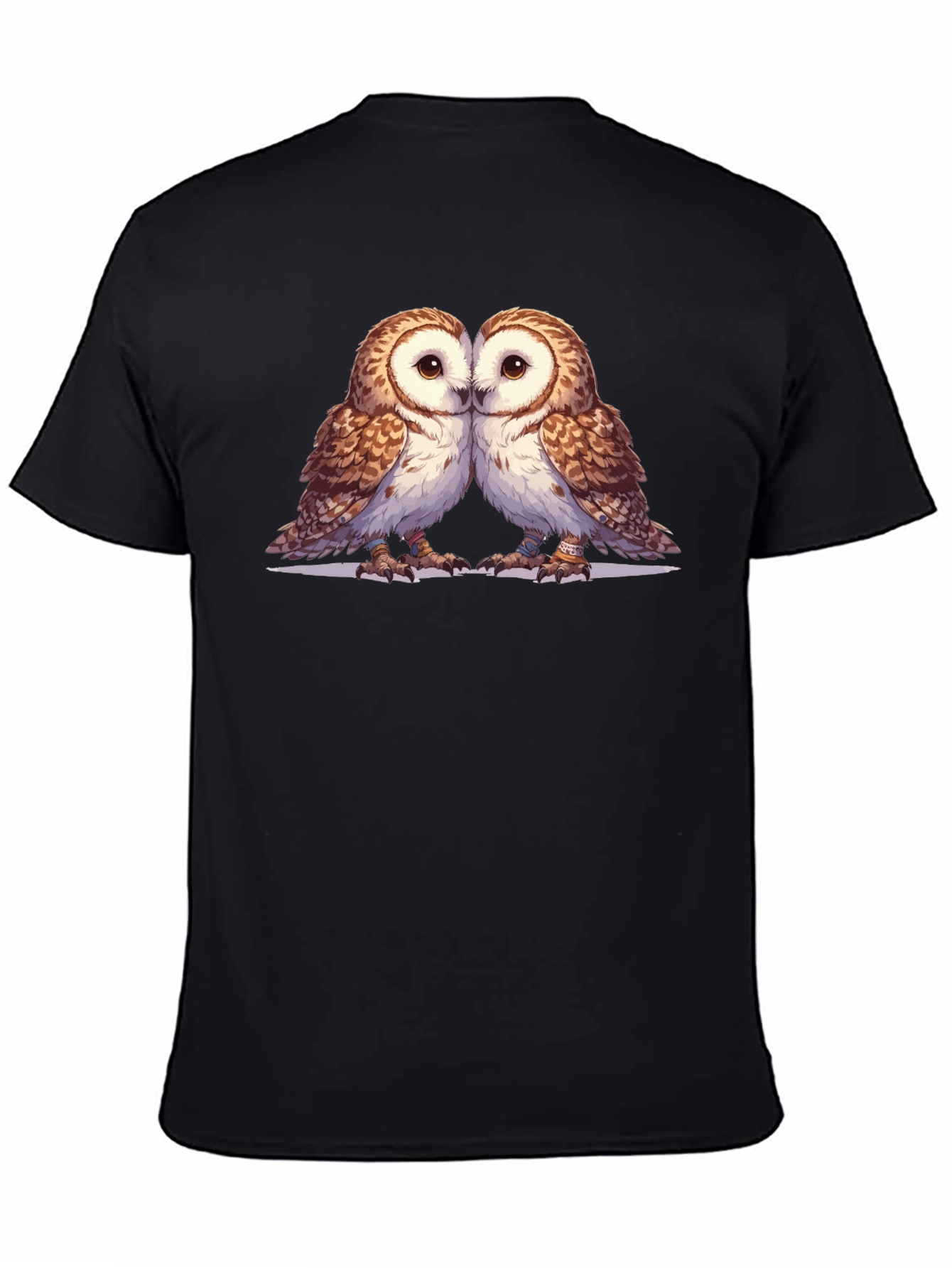 Owl Love Graphic Tee - Soft Black Cotton Blend