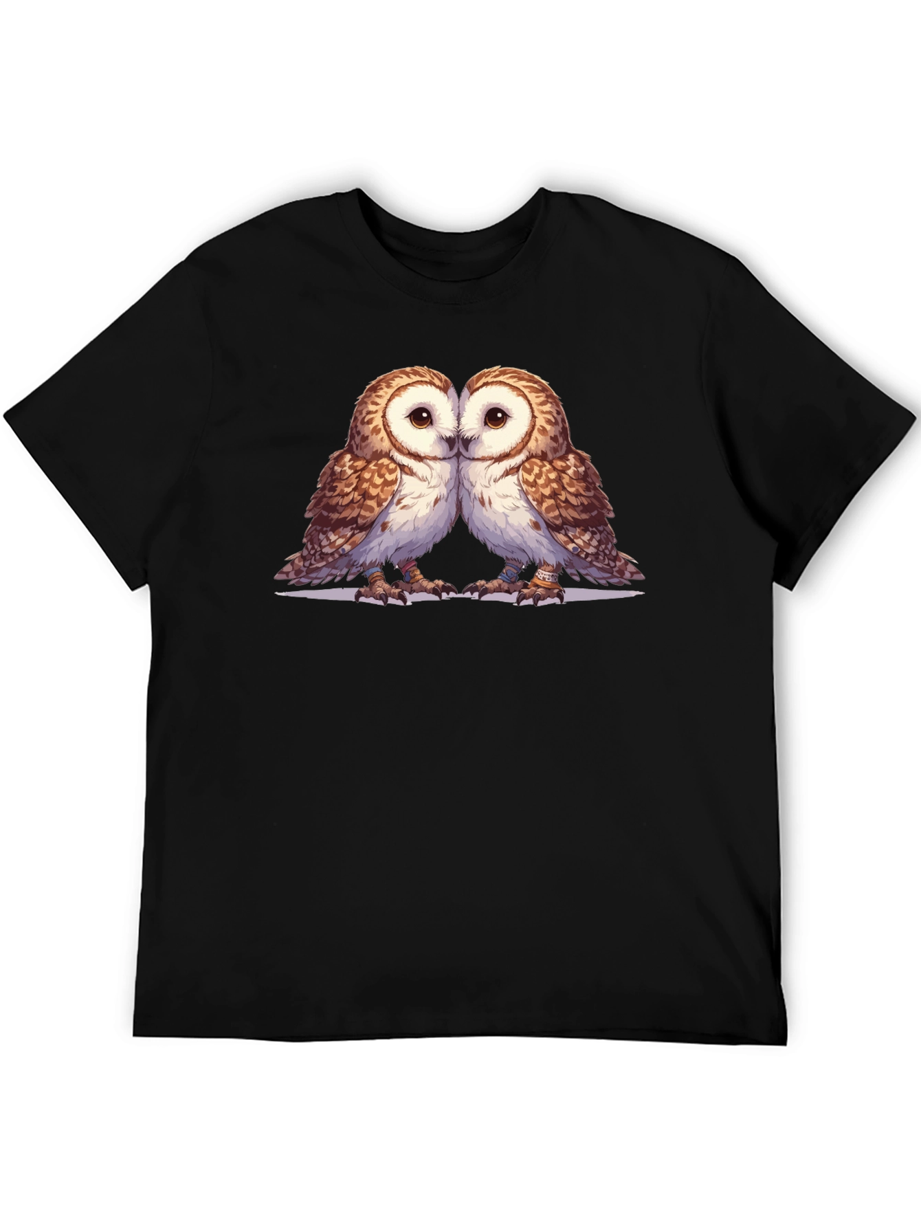 Owl Love Graphic Tee - Soft Black Cotton Blend